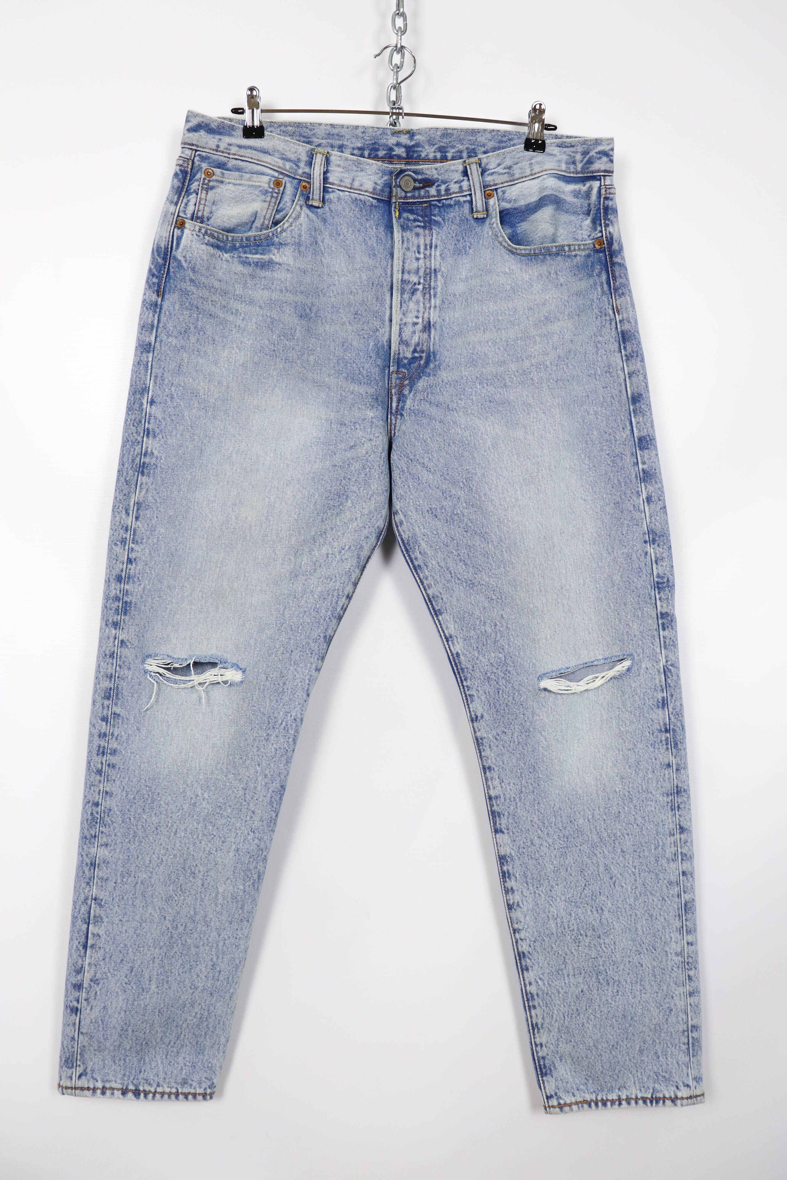 Levi's 501 CT Light Blue Washed Denim Coffee Tint Jeans