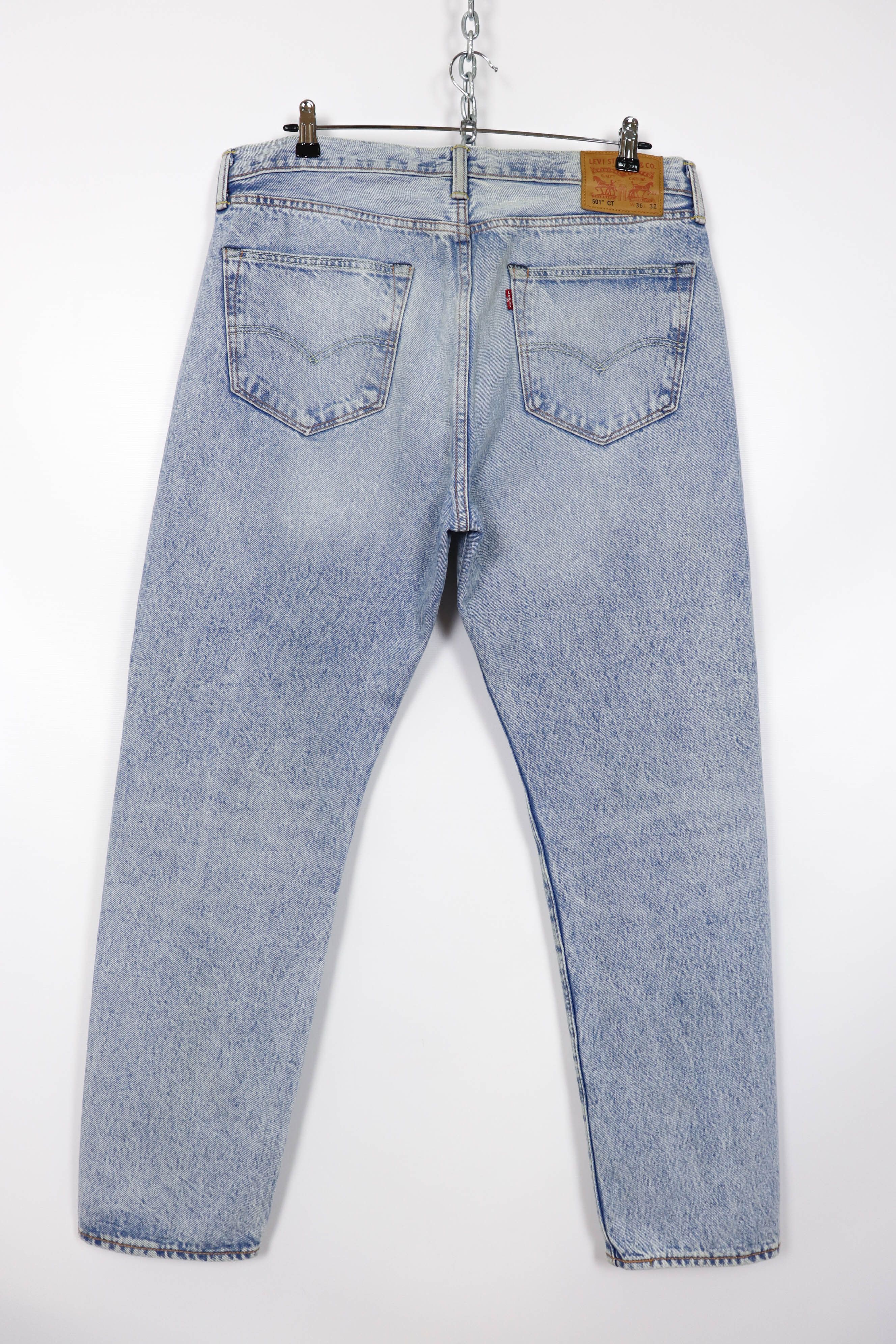 Levi's 501 CT Light Blue Washed Denim Coffee Tint Jeans