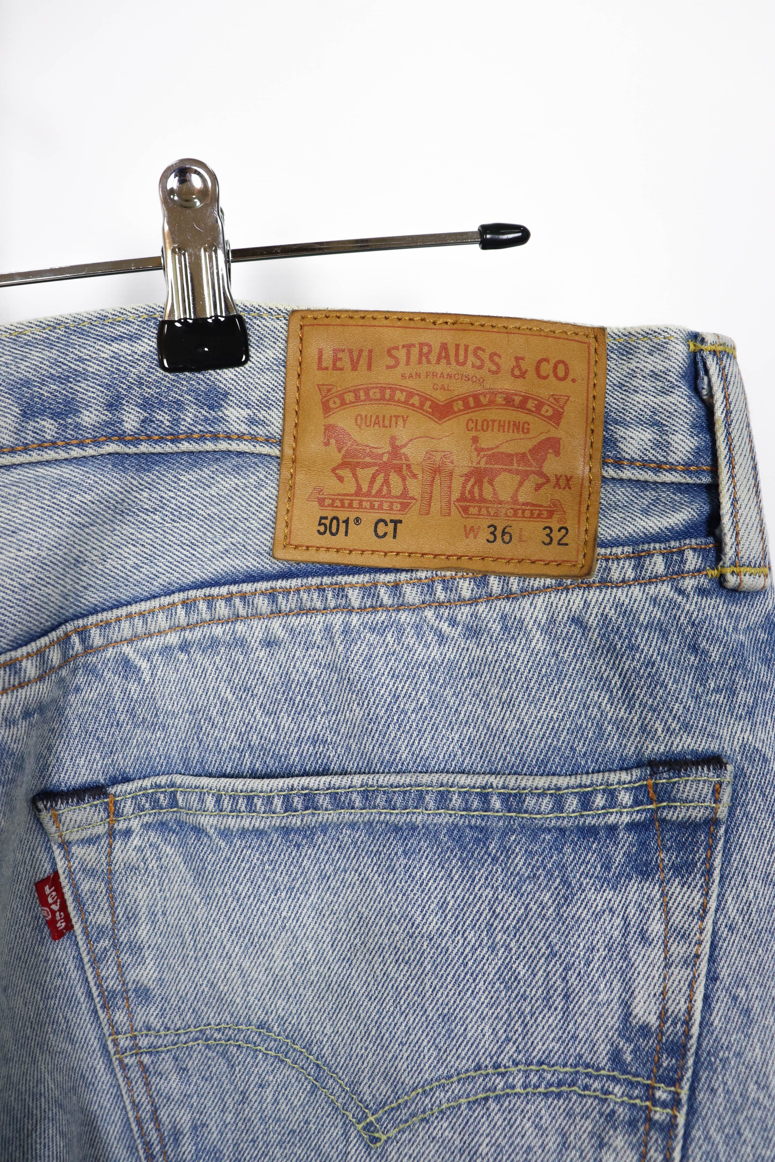Levi's 501 CT Light Blue Washed Denim Coffee Tint Jeans