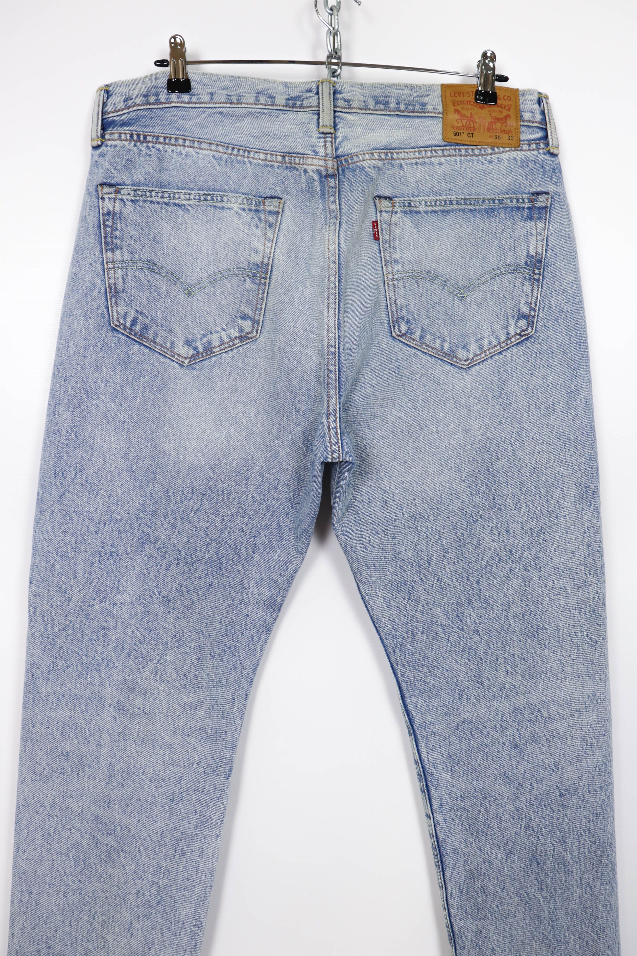 Levi's 501 CT Light Blue Washed Denim Coffee Tint Jeans