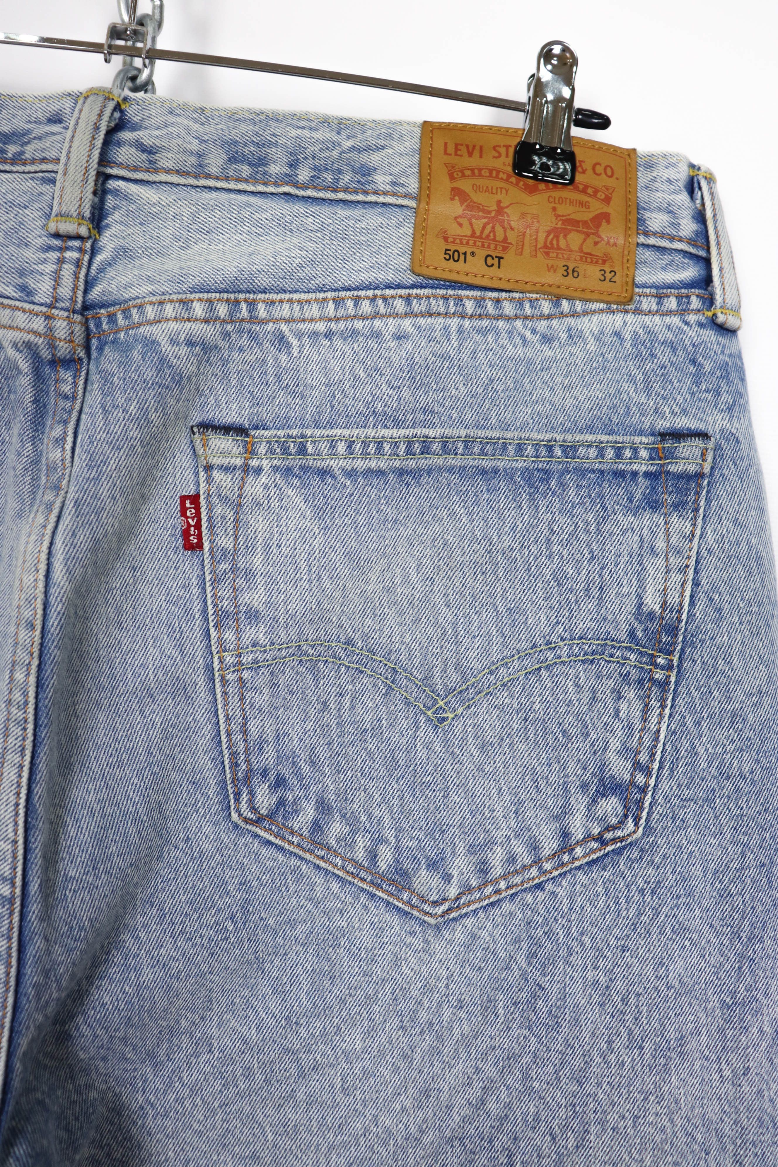 Levi's 501 CT Light Blue Washed Denim Coffee Tint Jeans