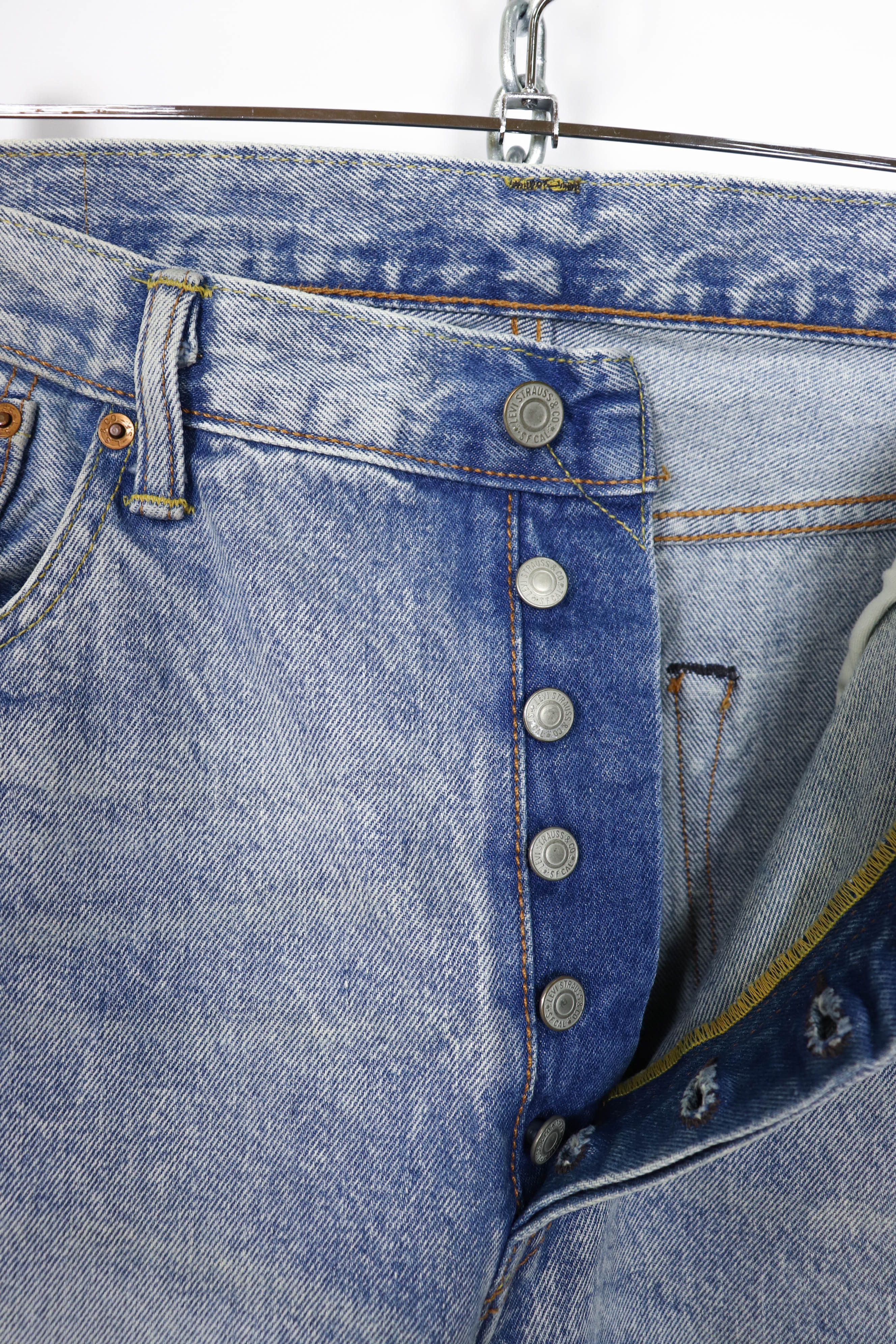 Levi's 501 CT Light Blue Washed Denim Coffee Tint Jeans