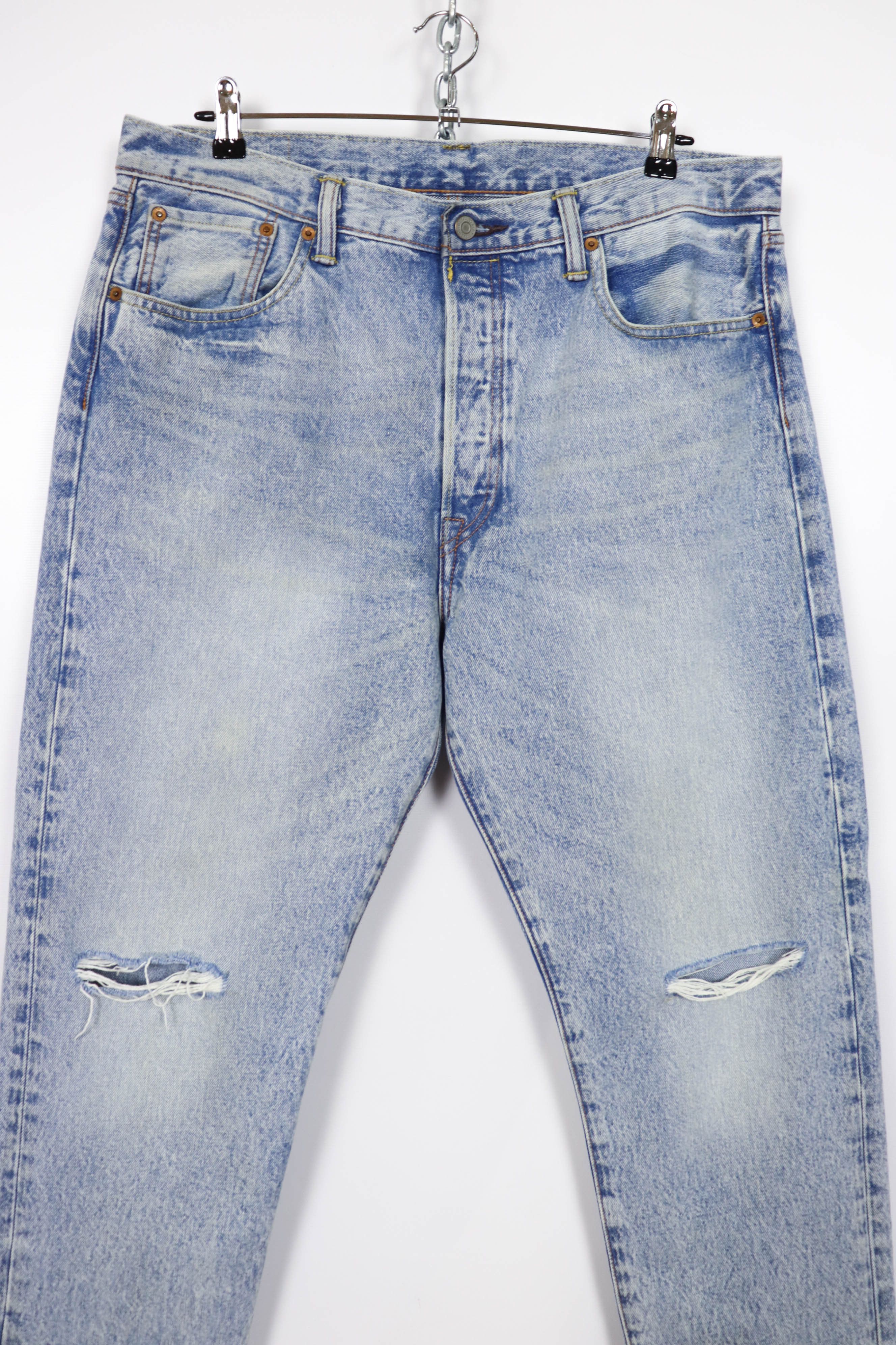 Levi's 501 CT Light Blue Washed Denim Coffee Tint Jeans