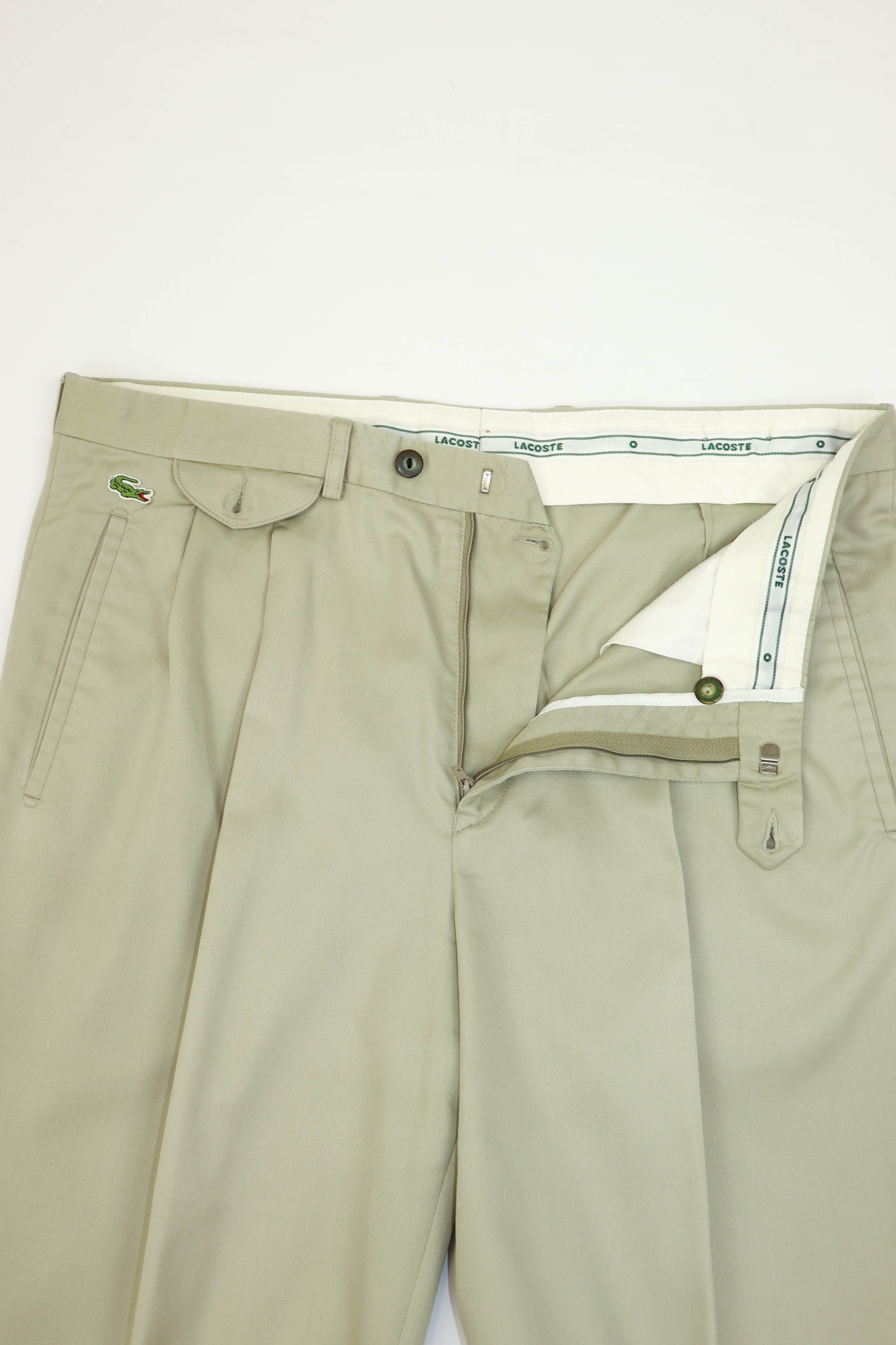 Lacoste Vintage Lacoste Sand Beige Front Double Pleat Chino Pants Size US 36 / EU 52 - 16 Thumbnail