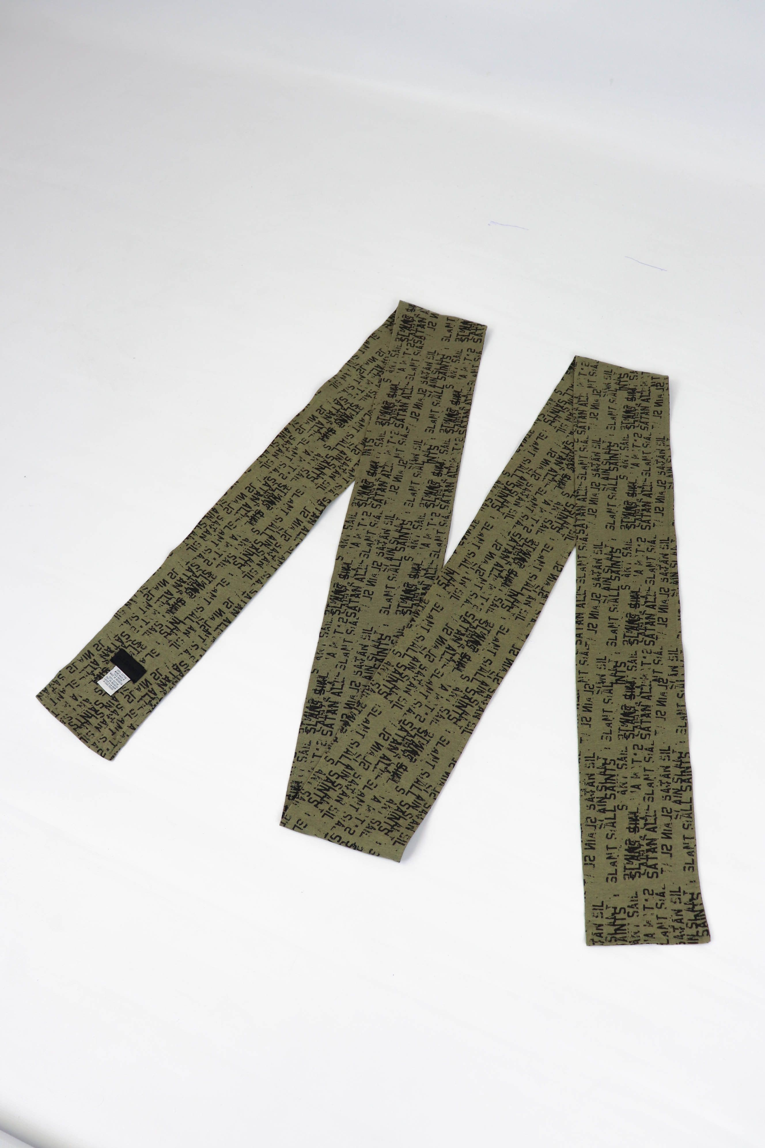 Allsaints Khaki Green Cotton Printed Inscription Scarf