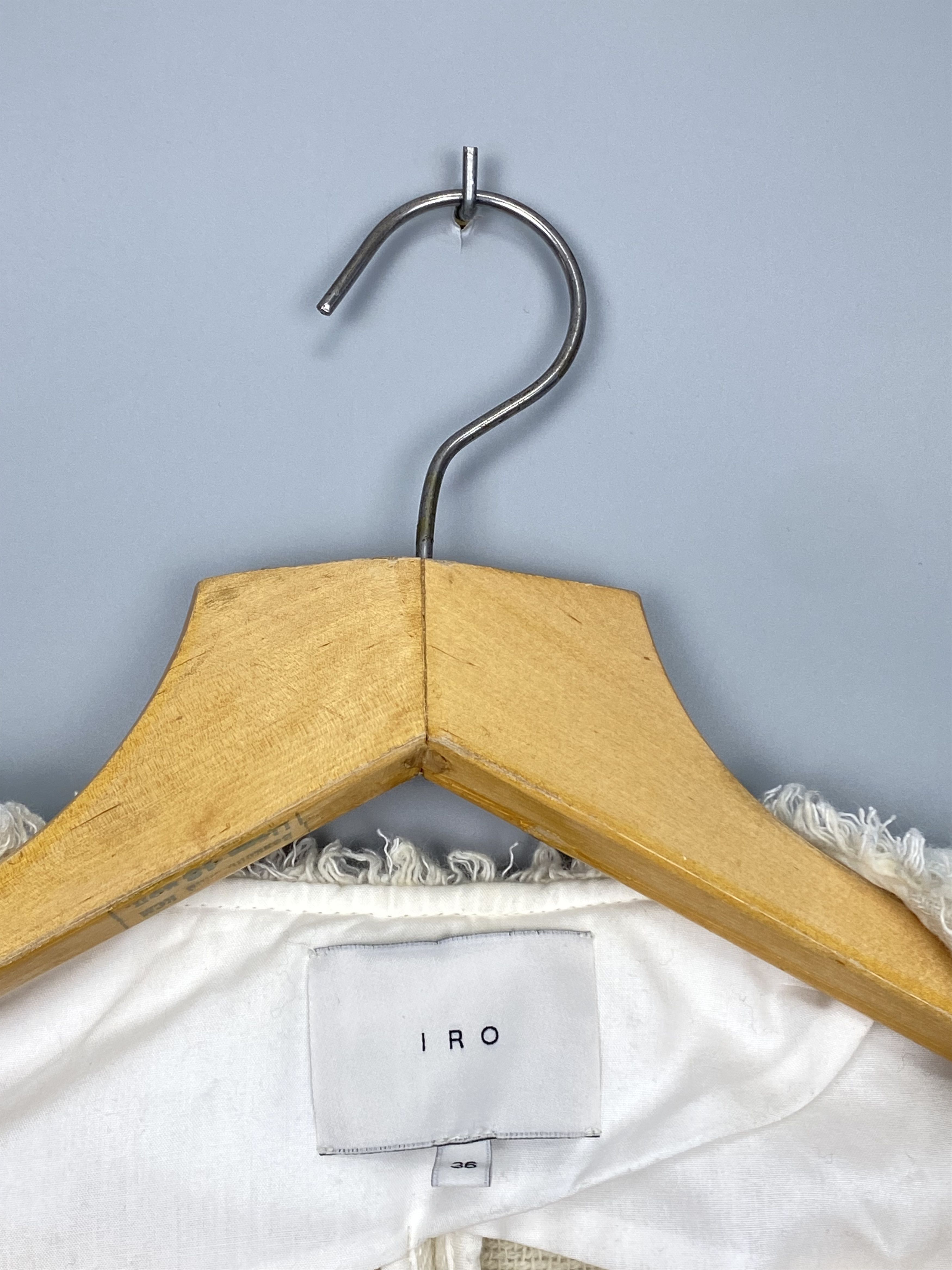 Iro IRO Anglet Knit Cropped Jacket Frayed Blazer Trim Cream Size XS / US 0-2 / IT 36-38 - 9 Thumbnail