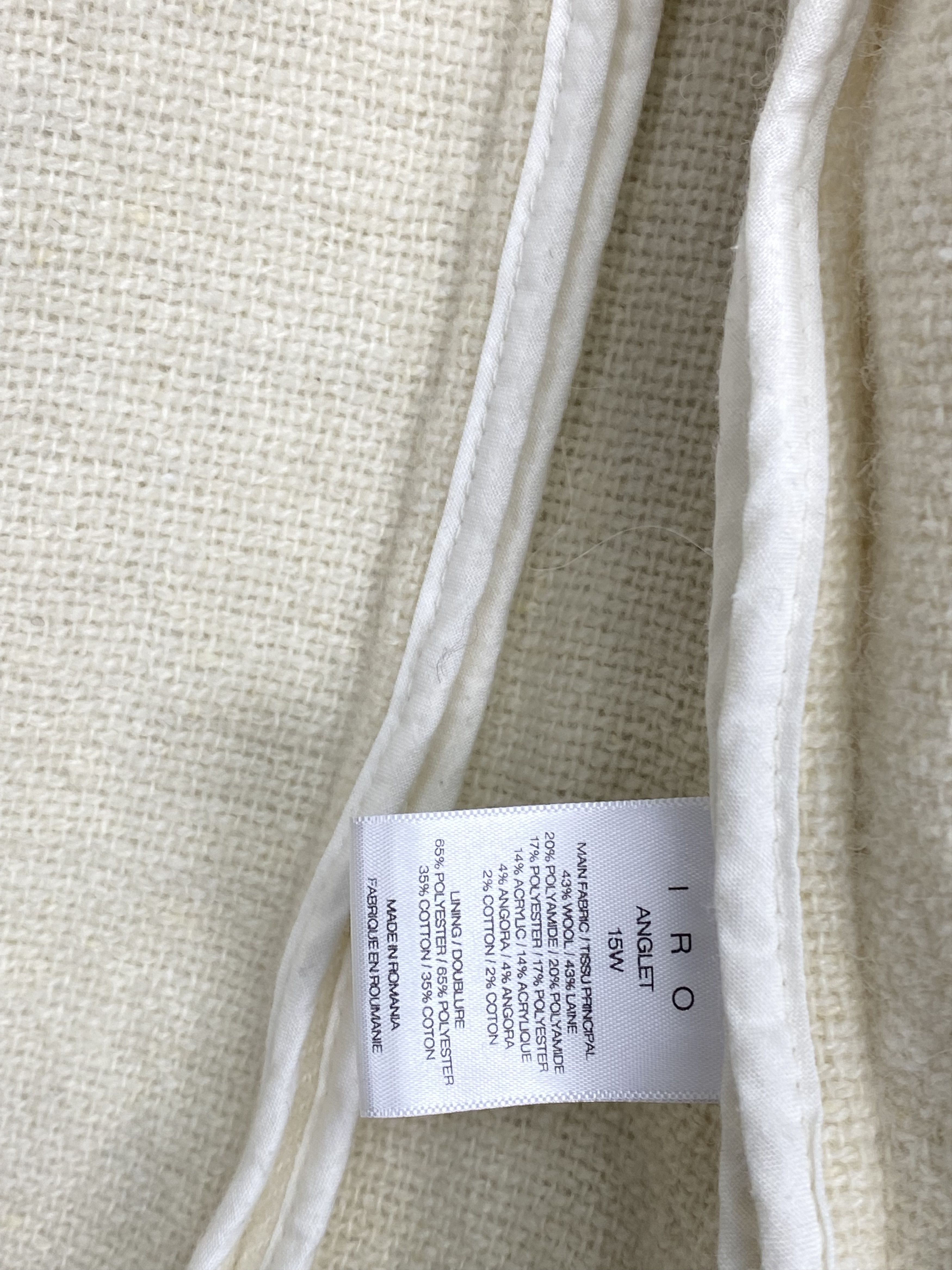 Iro IRO Anglet Knit Cropped Jacket Frayed Blazer Trim Cream Size XS / US 0-2 / IT 36-38 - 10 Thumbnail