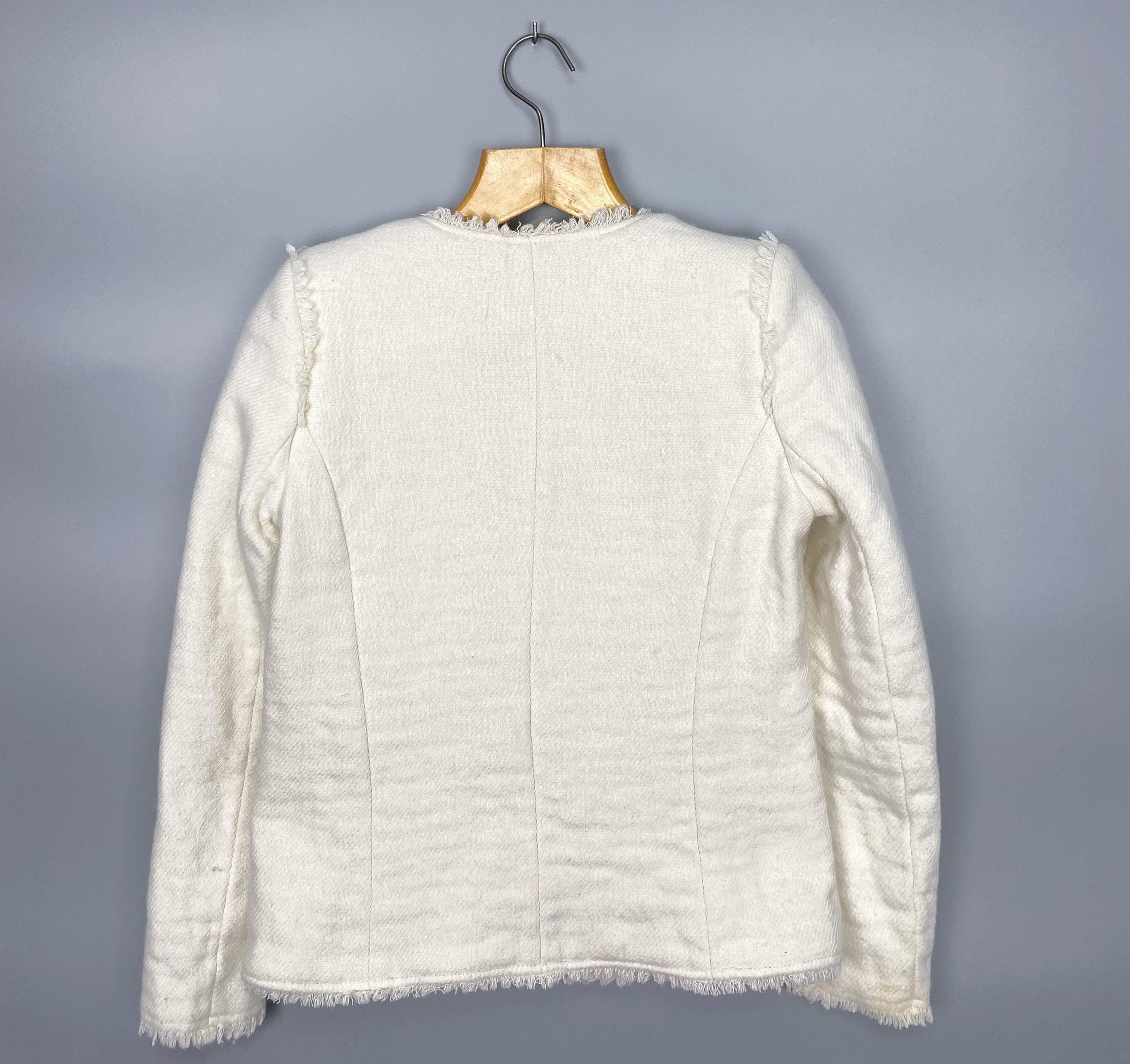 Iro IRO Anglet Knit Cropped Jacket Frayed Blazer Trim Cream Size XS / US 0-2 / IT 36-38 - 7 Thumbnail