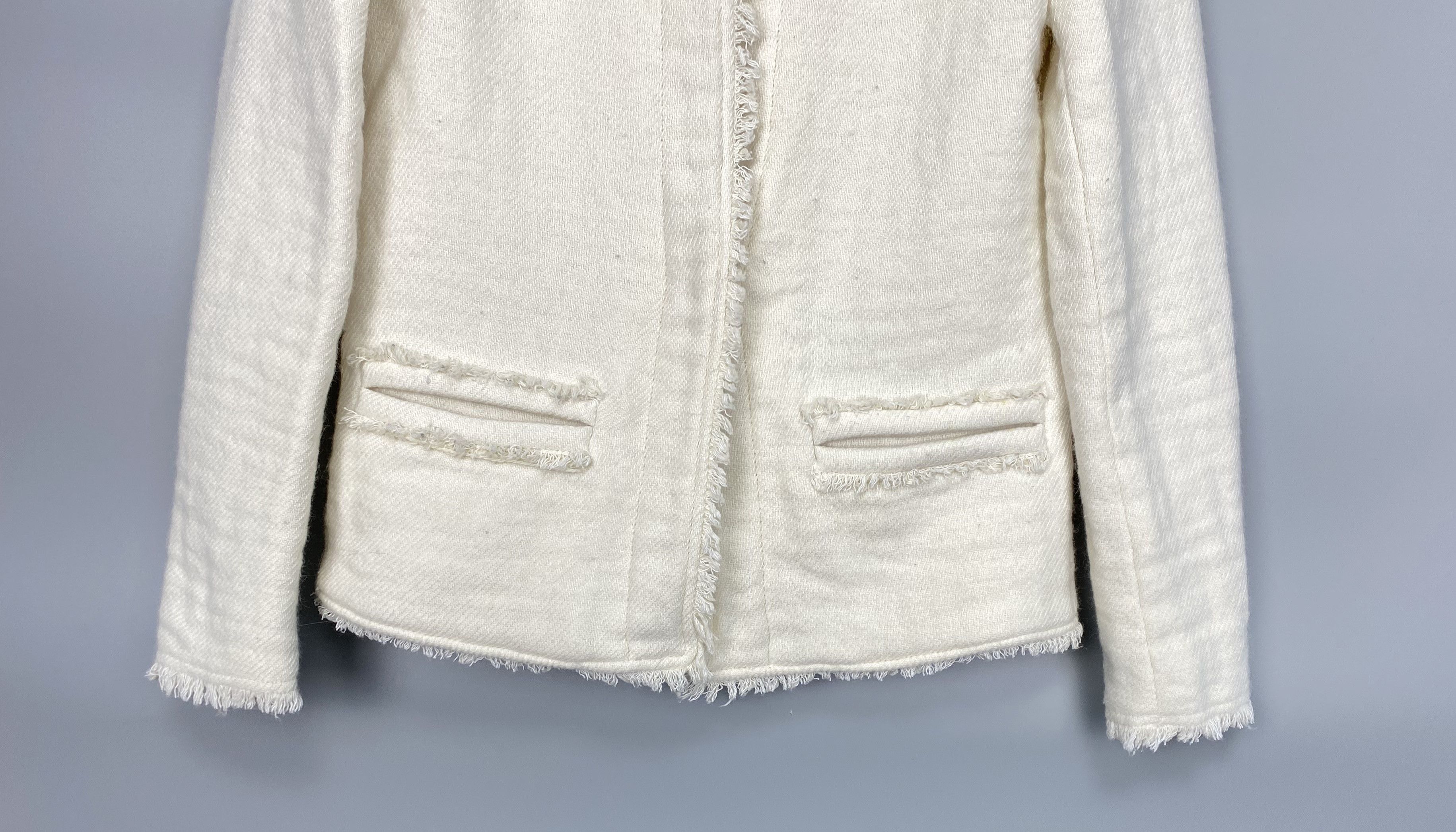 Iro IRO Anglet Knit Cropped Jacket Frayed Blazer Trim Cream Size XS / US 0-2 / IT 36-38 - 6 Thumbnail