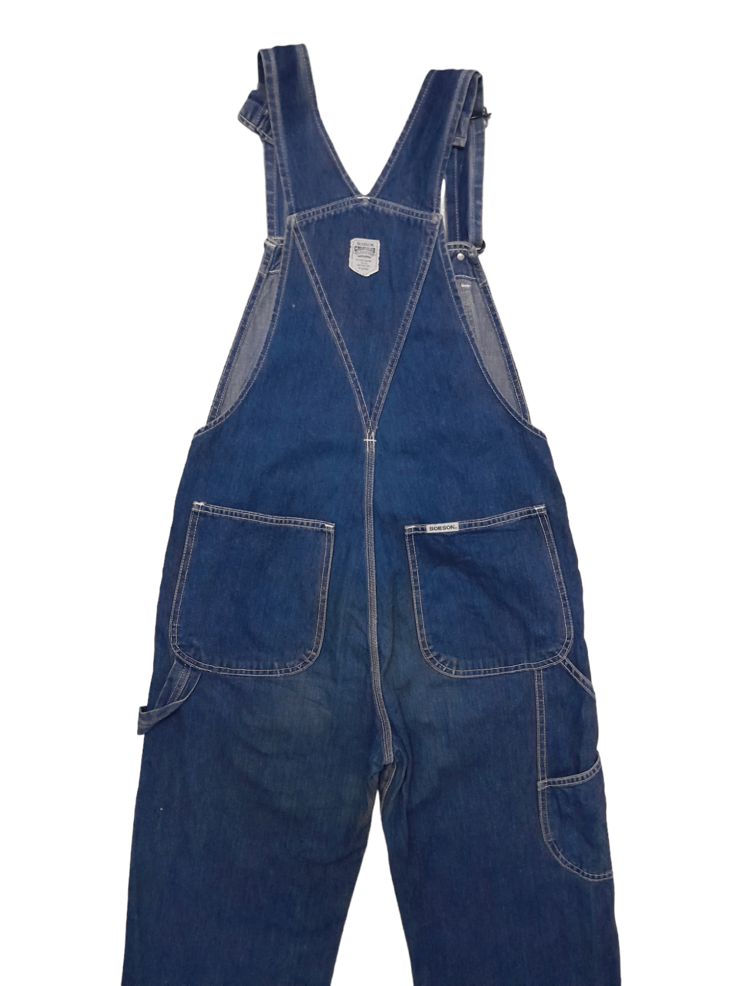 Japanese Brand 90s Bobson Indigo Denim Triple Stitches Overalls (E602) Size US 32 / EU 48 - 3 Thumbnail