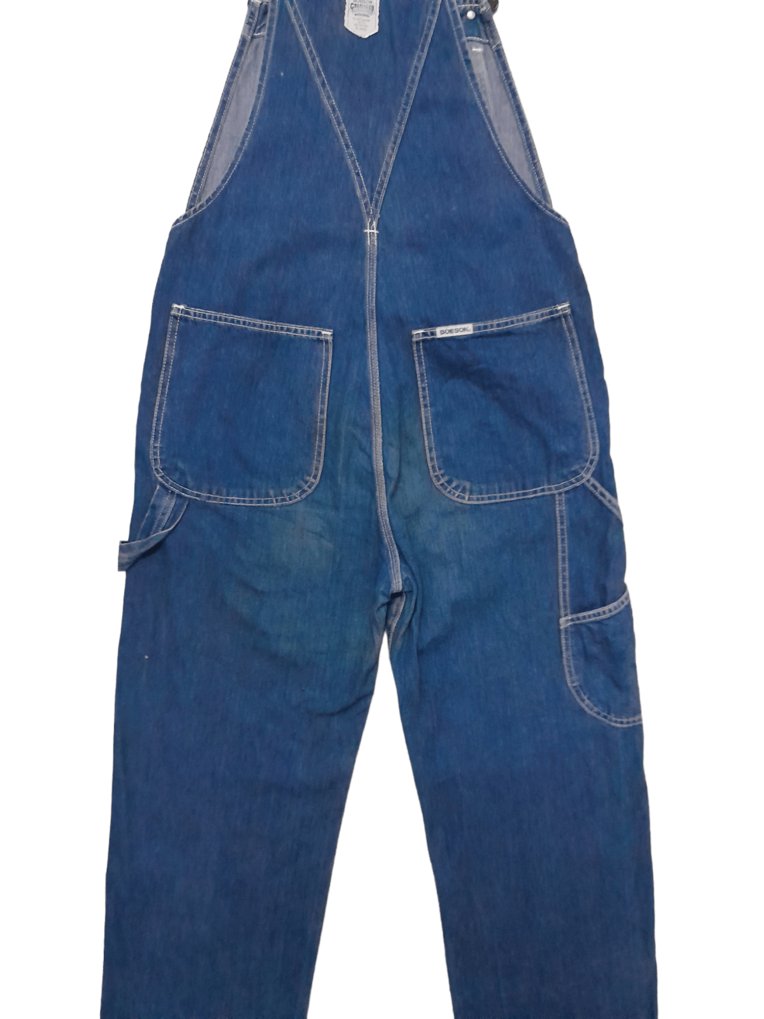 Japanese Brand 90s Bobson Indigo Denim Triple Stitches Overalls (E602) Size US 32 / EU 48 - 2 Thumbnail