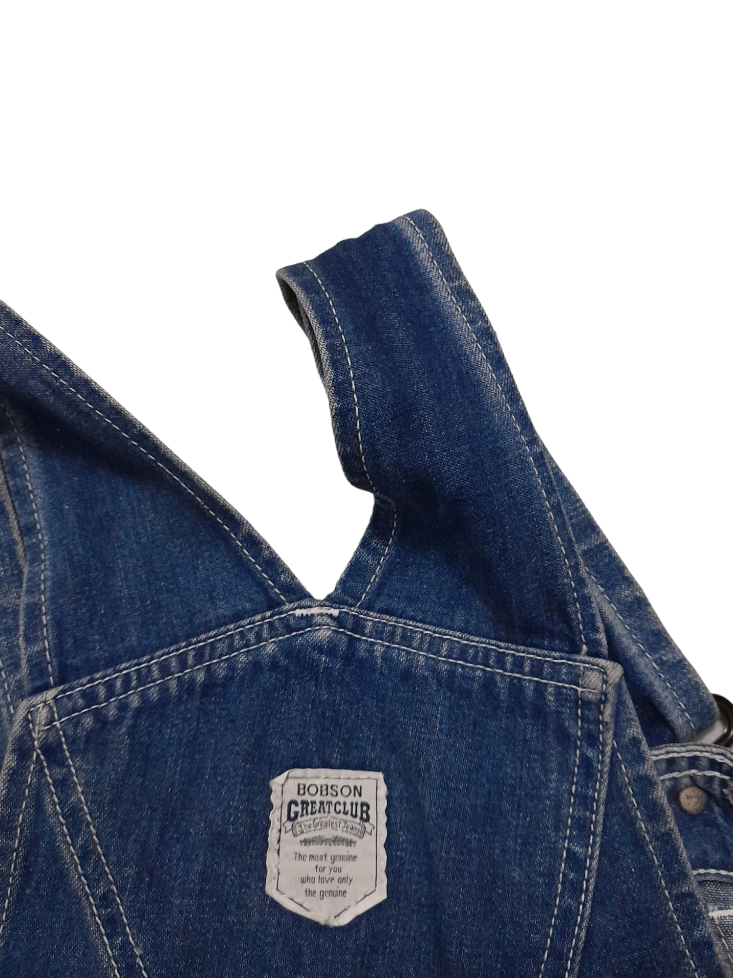 Japanese Brand 90s Bobson Indigo Denim Triple Stitches Overalls (E602) Size US 32 / EU 48 - 4 Thumbnail