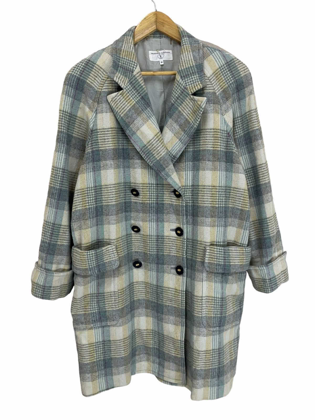 🔥 VALENTINO GARAVANI DOUBLE BREASTED TARTAN COAT WOOL JACKET