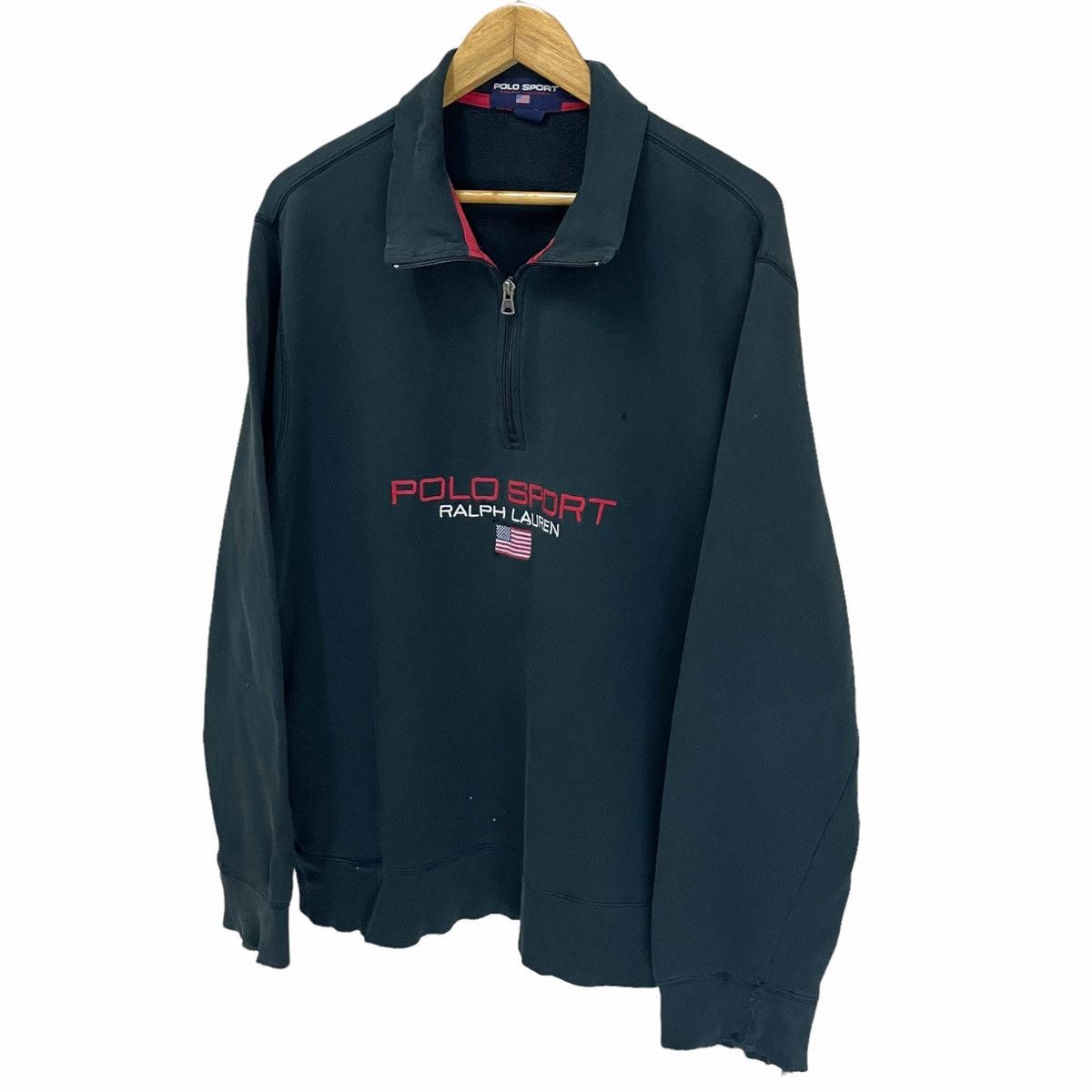 Polo Ralph Lauren × Vintage 💥 Vintage Polo Sport Halfzip Distressed Thrashed Sweater Size US XL / EU 56 / 4 - 3 Thumbnail