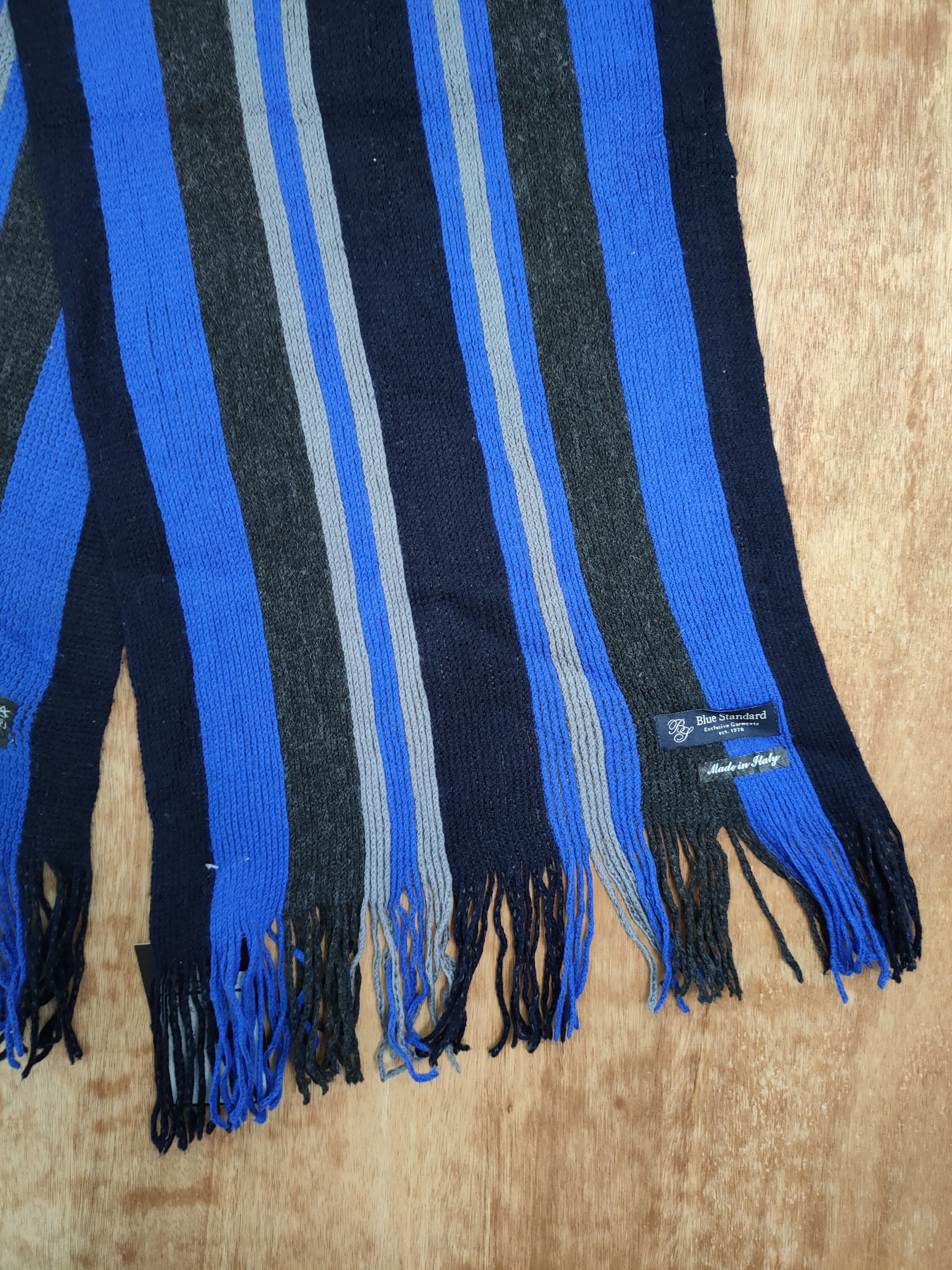 Vintage Blue Standard stripe italian designer muffler scarves #m03 Size ONE SIZE - 2 Thumbnail