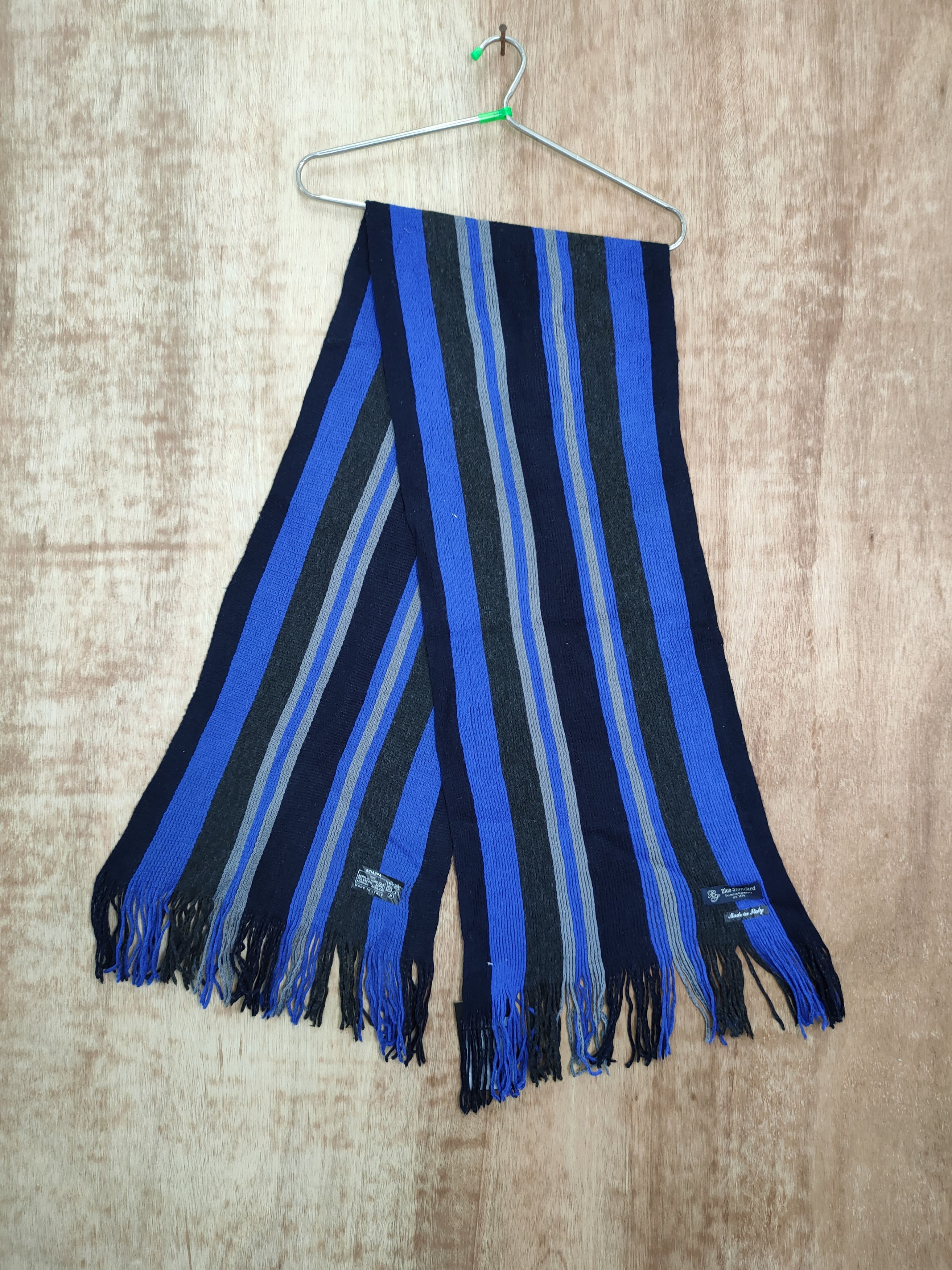 Vintage Blue Standard stripe italian designer muffler scarves #m03 Size ONE SIZE - 1 Thumbnail