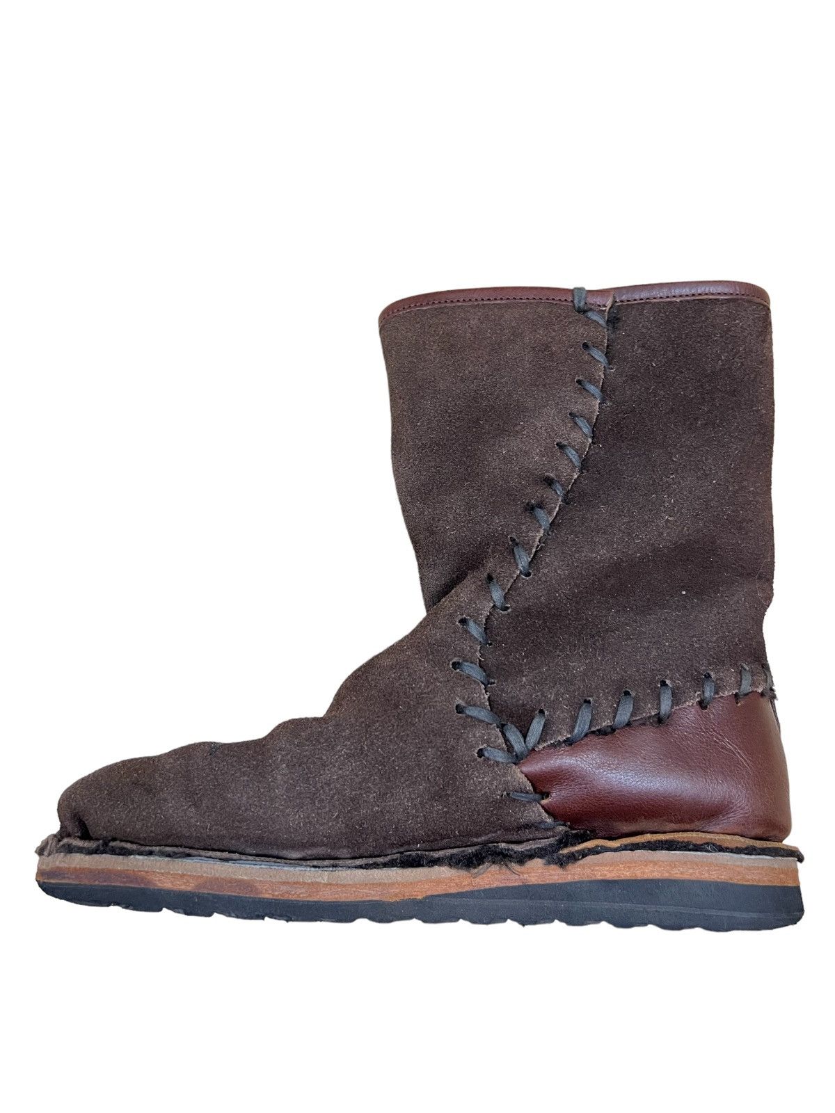 CABANE de ZUCCa GRAIL🔥90s Issey Miyake Zucca Leather Patchwork Fur Boots Size US 7.5 / EU 40-41 - 2 Thumbnail
