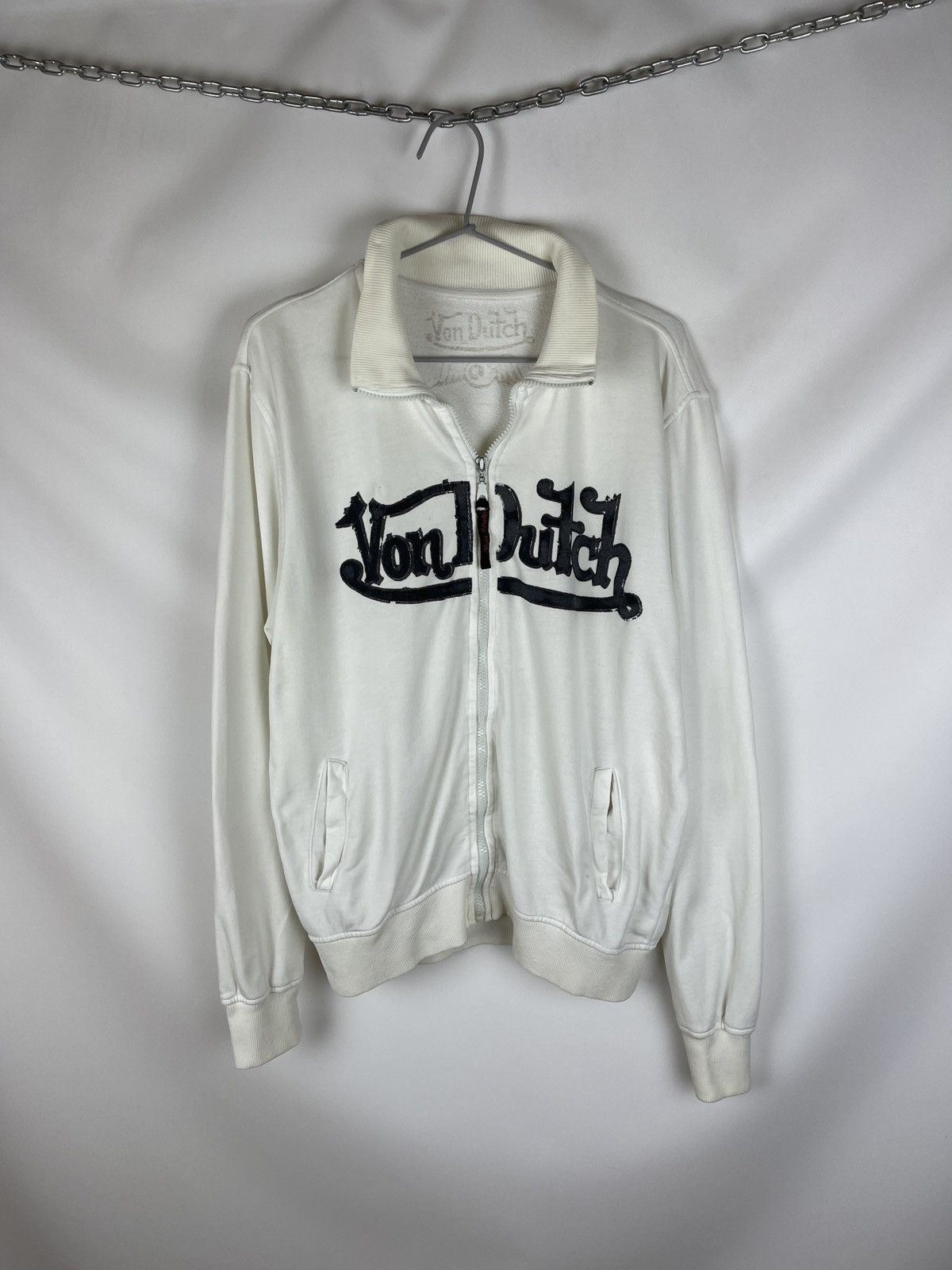 Von Dutch Von Dutch vintage big logo full zip white sweater jacket Size US L / EU 52-54 / 3 - 1 Thumbnail