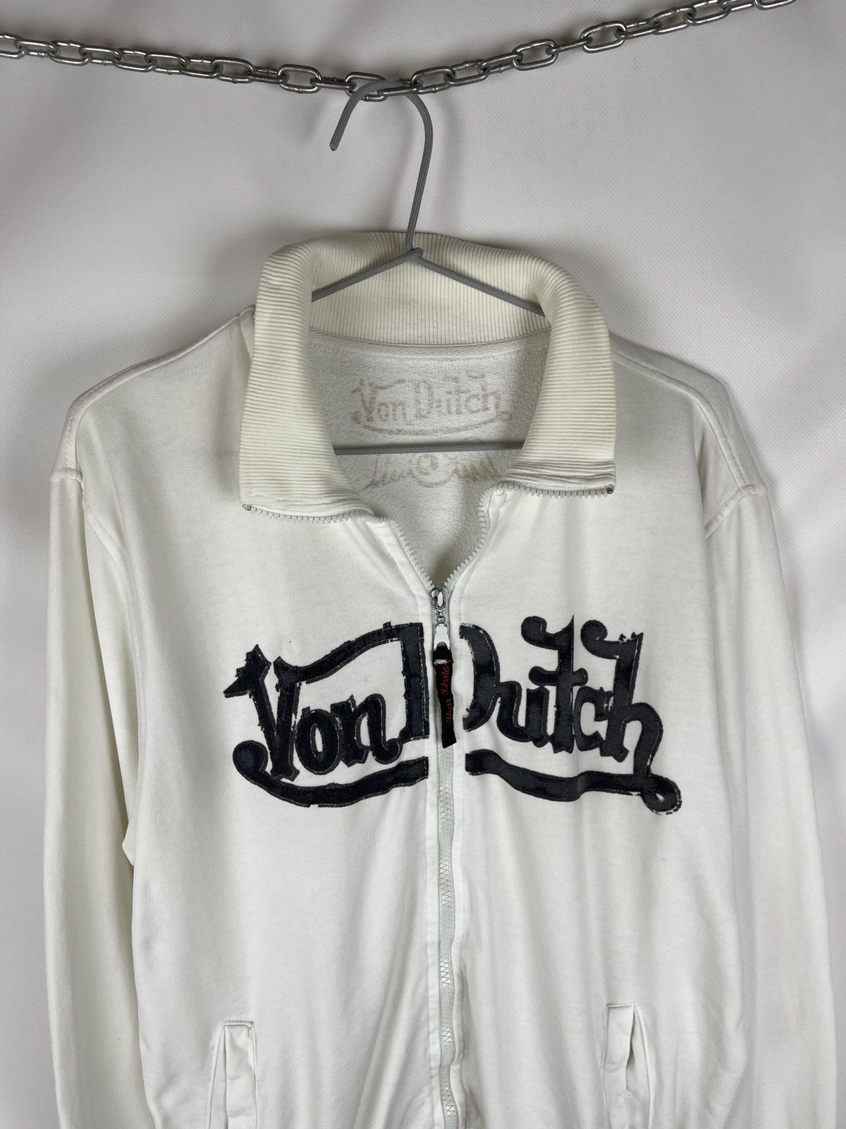 Von Dutch Von Dutch vintage big logo full zip white sweater jacket Size US L / EU 52-54 / 3 - 5 Thumbnail