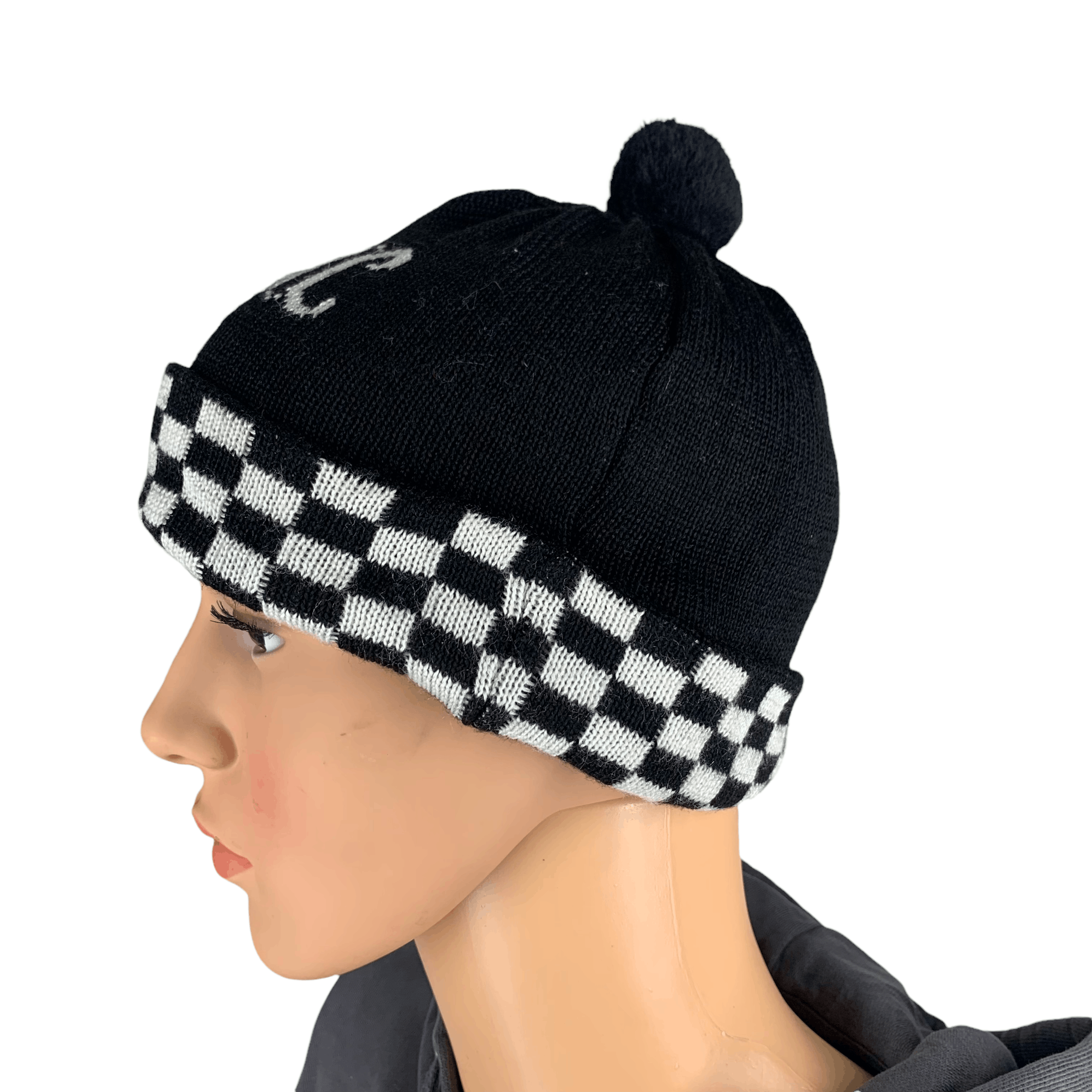 Japanese Brand Mcnina ABC Chessboard Snow Hat / Beanie / Snow Cap #7-A Size ONE SIZE - 2 Thumbnail