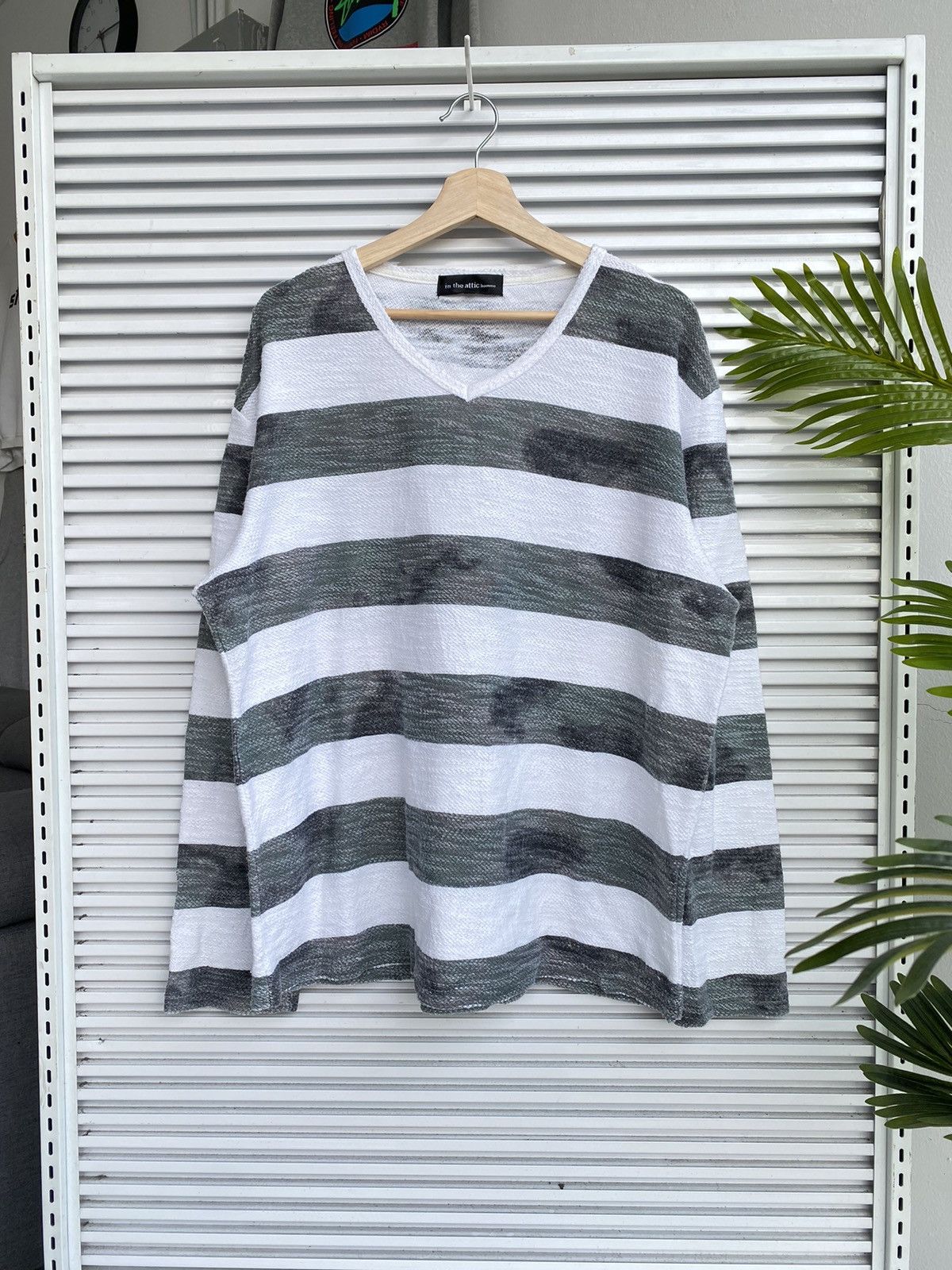image of If Six Was Nine x In The Attic Vintage In The Attic Striped / Traviss Flacko Scott Crewneck in Grey