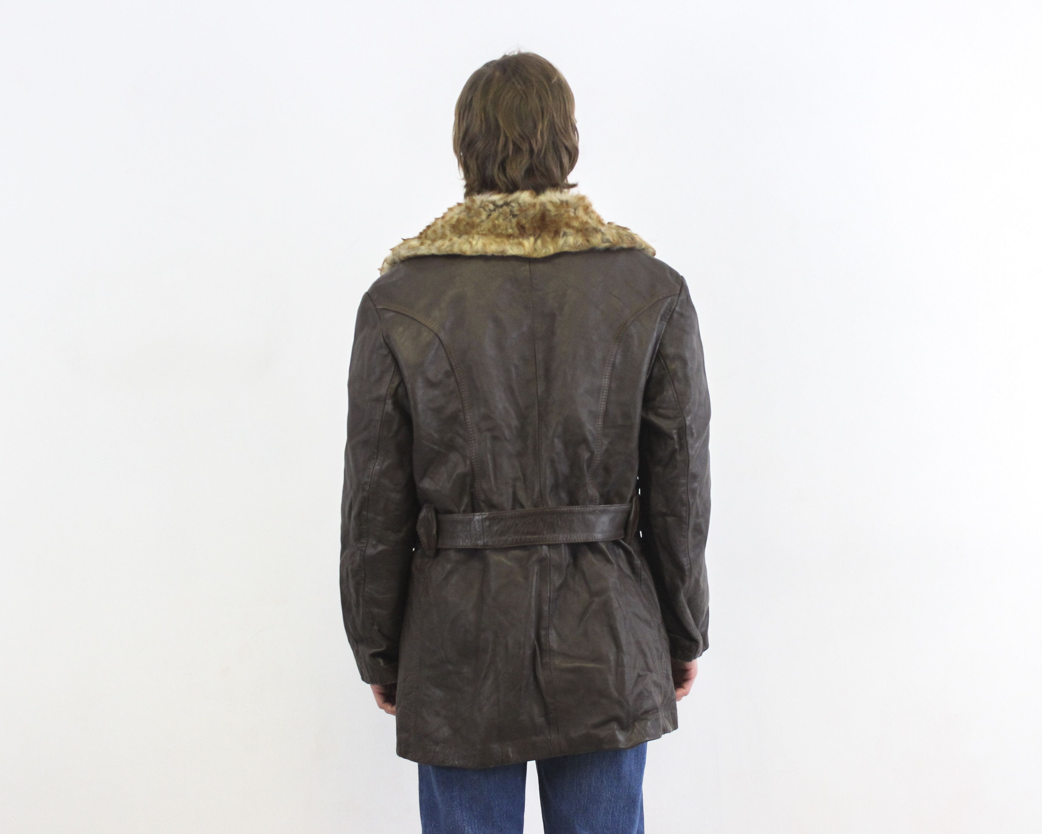 Vintage Leather Sherpa Fur Lining Belt Coat L Jacket Winter Mac EU26 Size US L / EU 52-54 / 3 - 5 Thumbnail