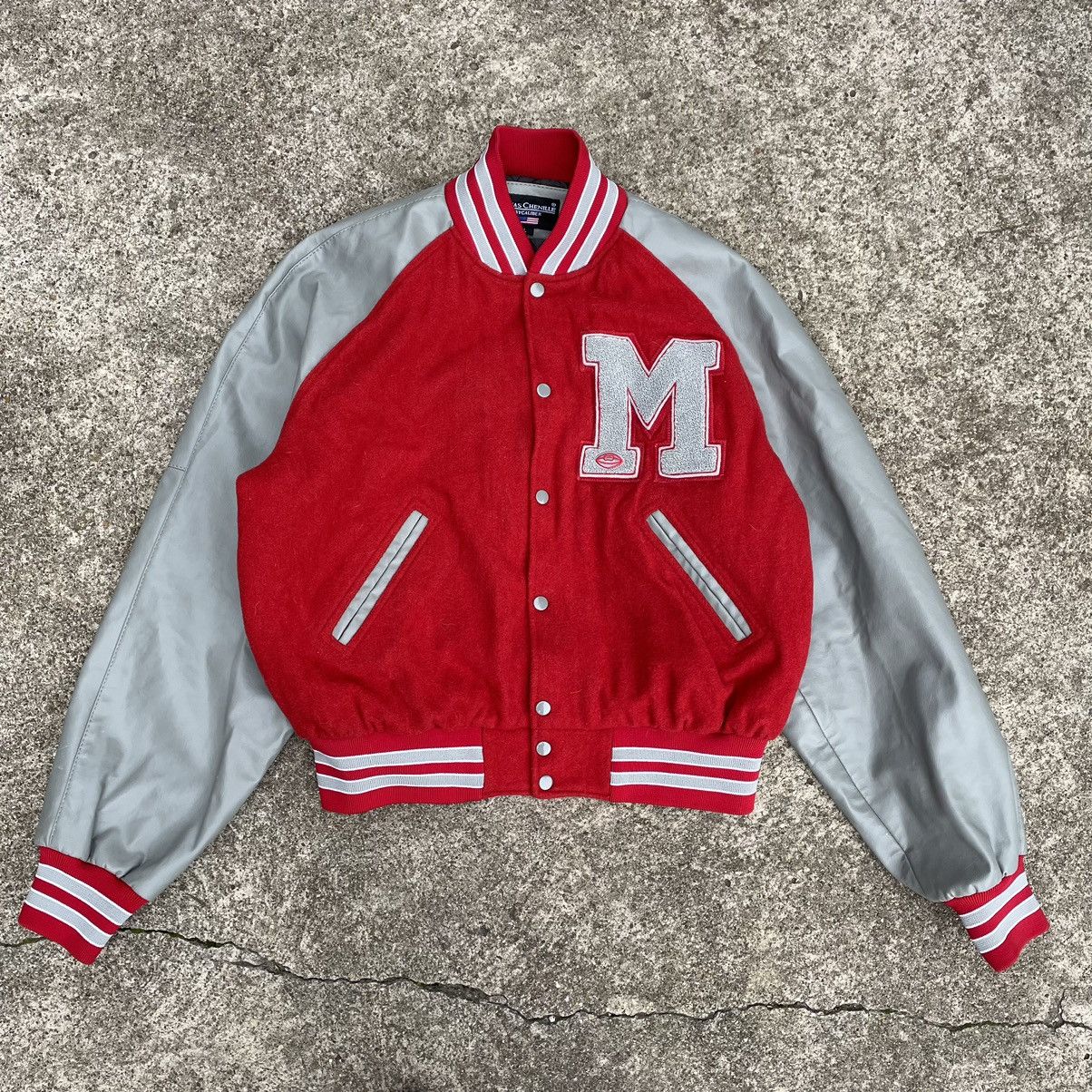 Vintage 1970 WOOL VARSITY JACKET / LEATHER TRIM Football Size US L / EU 52-54 / 3 - 1 Thumbnail