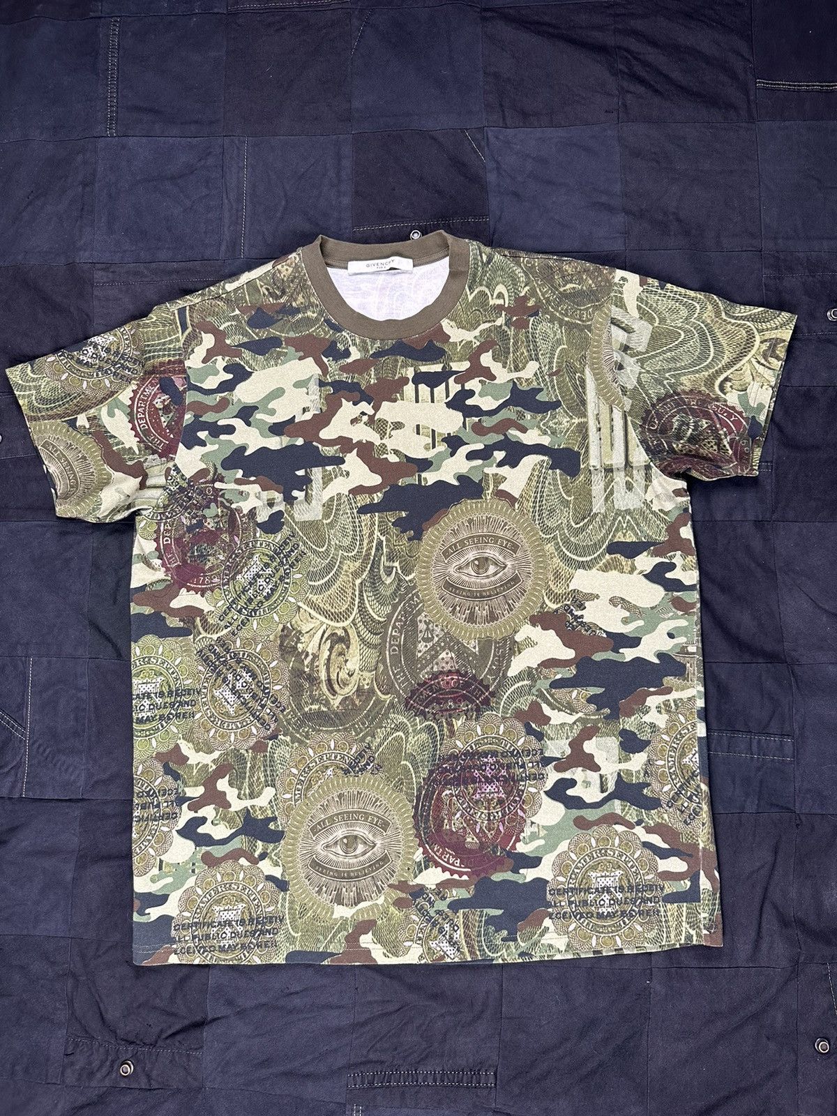 image of Givenchy Camo Print Illuminati Tee in Green, Men's (Size Small)