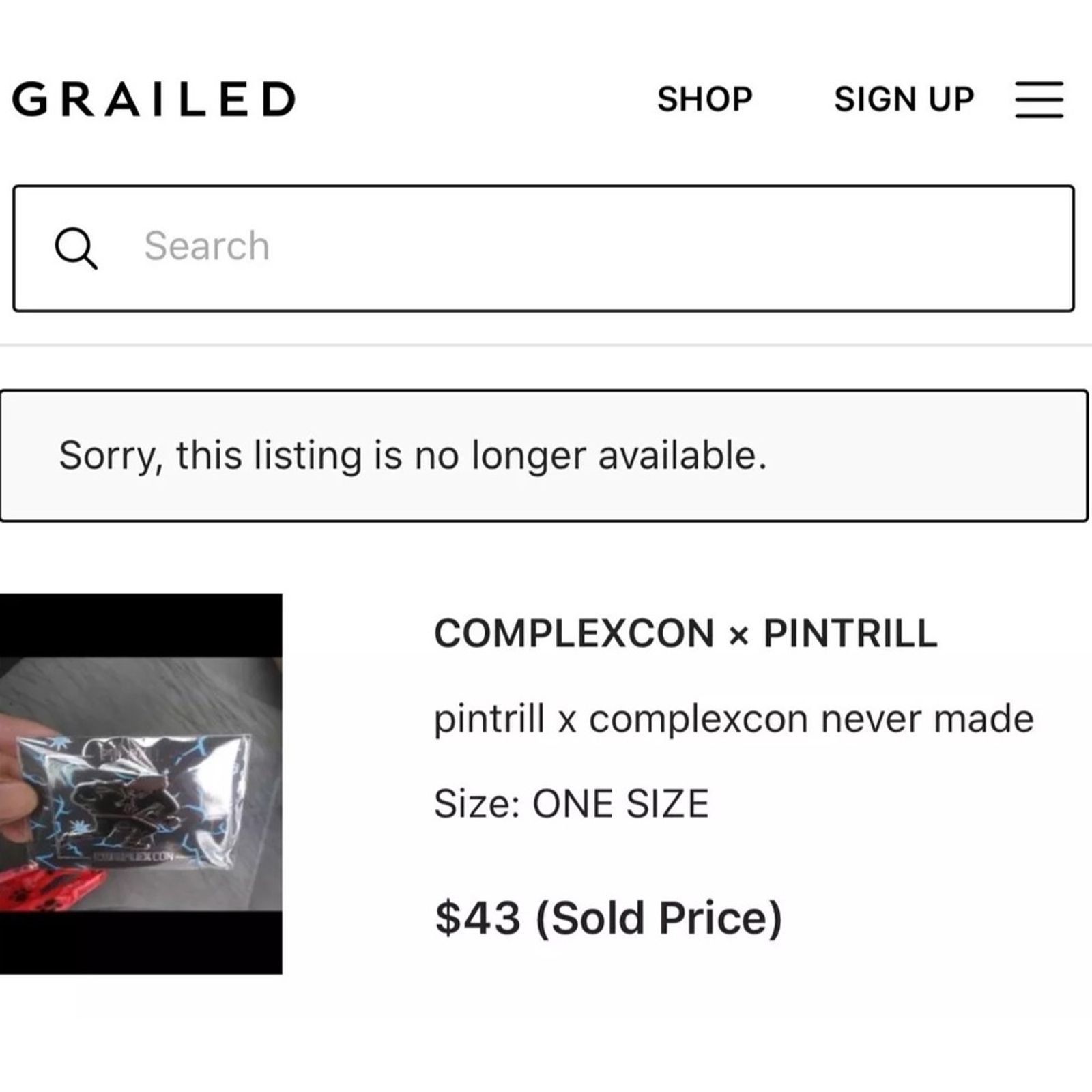 PINTRILL Never Made ComplexCon Pintrill Enamel Lapel Pin Size ONE SIZE - 6 Thumbnail