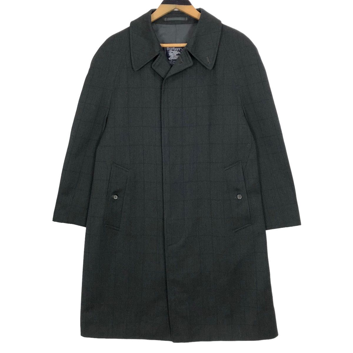 Vintage 80s Burberrys Wool Car Coat Checkered Pattern