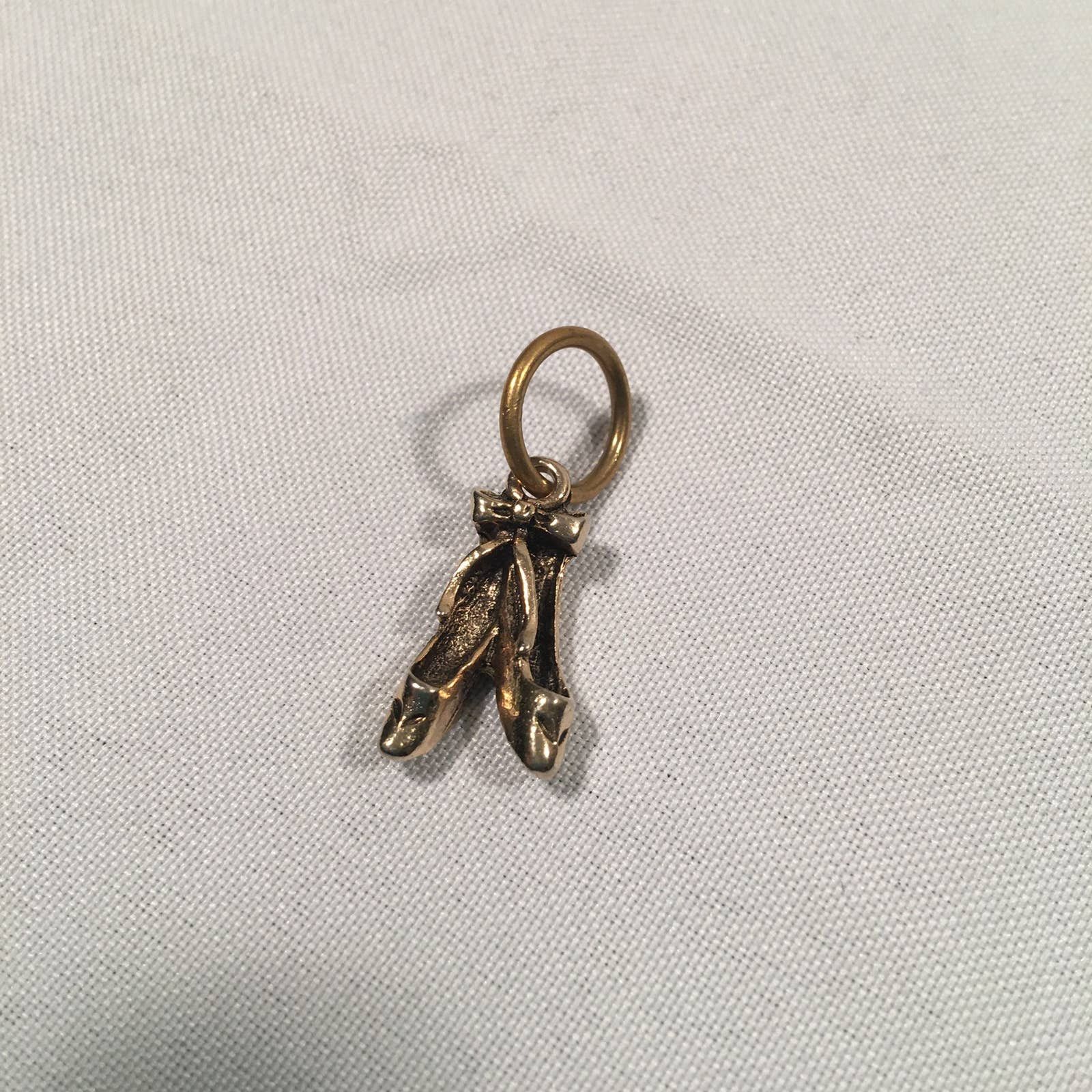 Jewelry × Other × Vintage Bronze Brass Ballet Slippers Dance Shoes Charm Size ONE SIZE - 1 Thumbnail