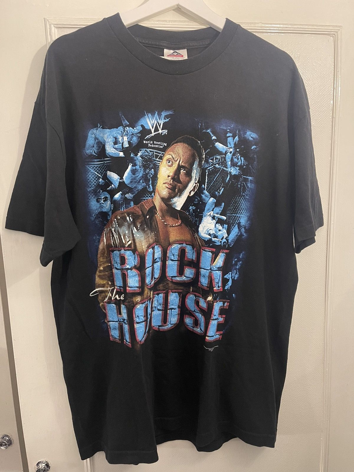 T-shirt Vintage Catch WWF/WWE/WCW The Rock - Occasion Très Bon état, Taille XL Noir