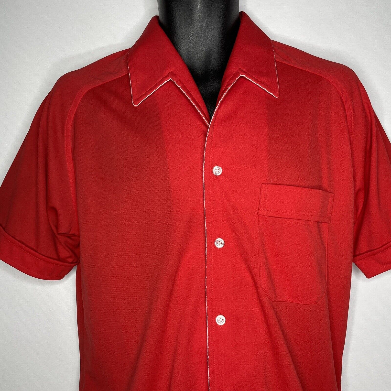 Vintage 60s Red DURABLE PRESS Button Up Shirt - 15