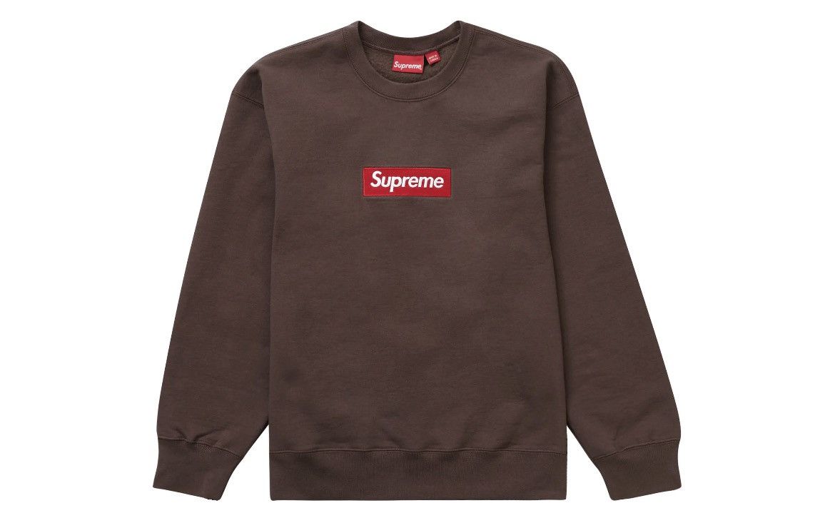 Supreme Box Logo Brown Crewneck | Grailed