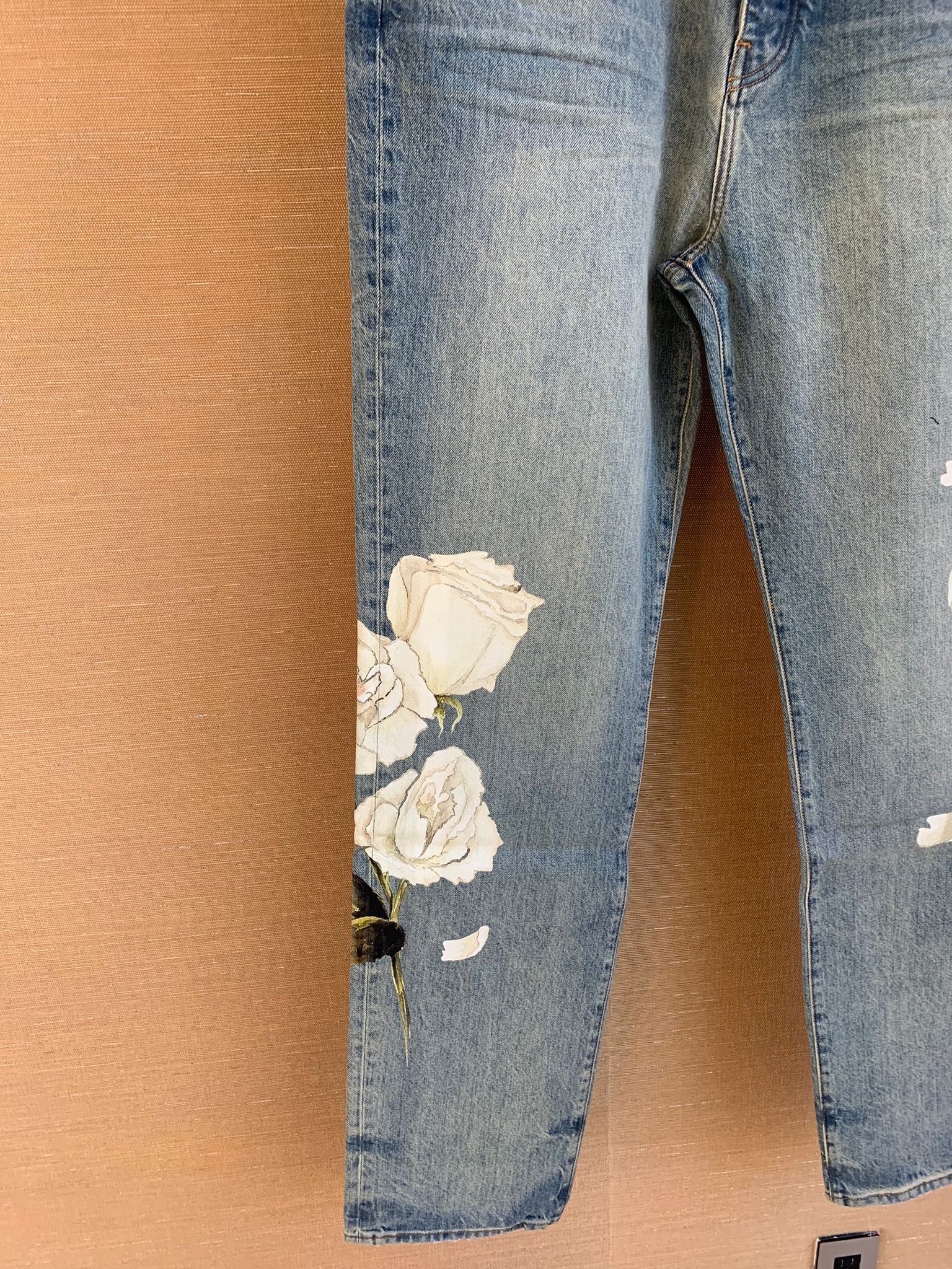 Amiri Floral Painted Relaxed Jean in Blue Size US 28 / EU 44 - 7 Thumbnail