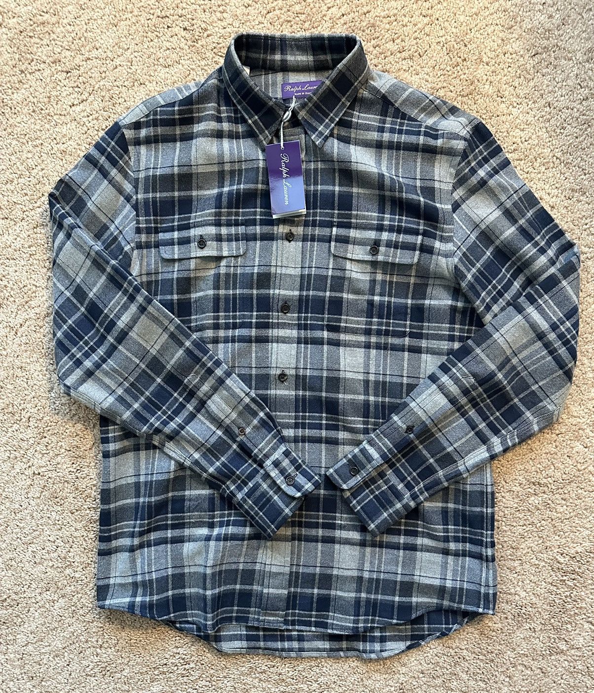 Ralph Lauren Purple Label Ralph Lauren Purple Label Flannel Suede Neck ...