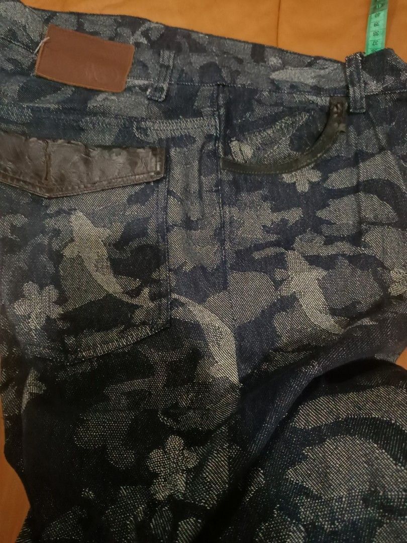 Japanese Brand Sukajan Koi Floral Jacquard Denim Pants Japan Size US 33 - 5 Thumbnail