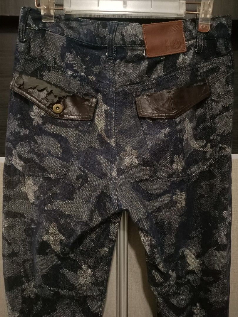 Japanese Brand Sukajan Koi Floral Jacquard Denim Pants Japan Size US 33 - 4 Thumbnail