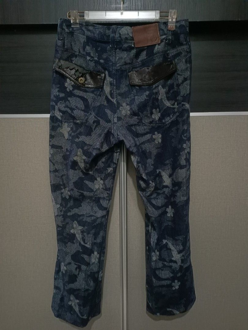Japanese Brand Sukajan Koi Floral Jacquard Denim Pants Japan Size US 33 - 3 Thumbnail
