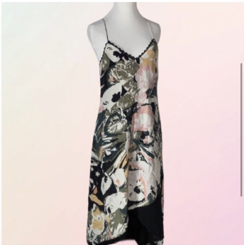 Club Monaco Club Monaco, Kittrick Floral, Asymmetric, Silk Slip Dress |  Grailed