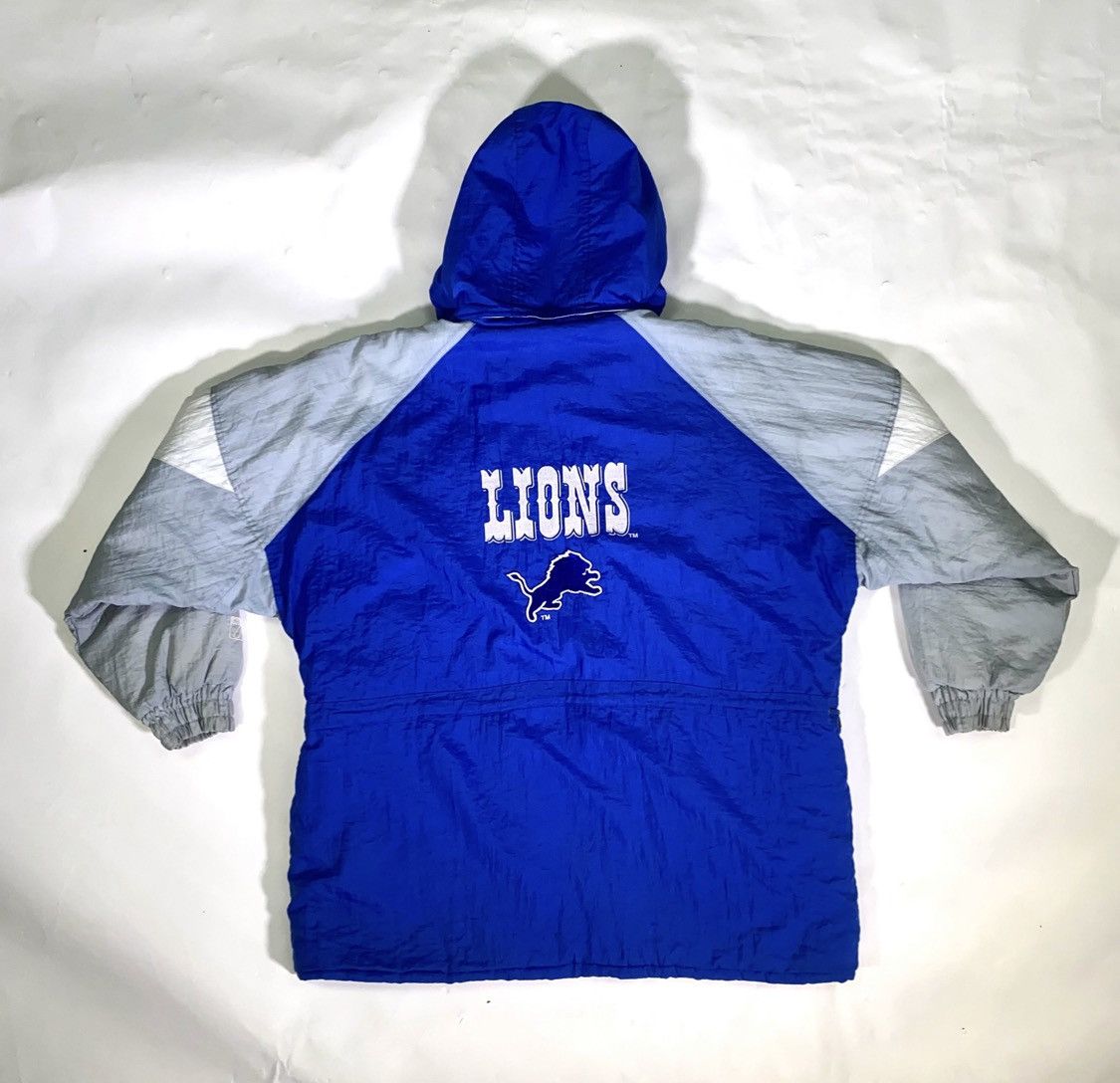 Vintage Game Day Detroit Lions newest NFL Parka Rare Jacket Zip Open Hood Puffer Coat