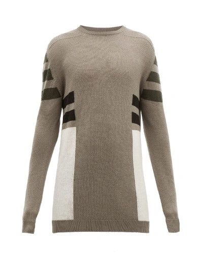 image of Rick Owens $895 Ss20 Oversized Biker Sweater 'tecuatl' One Size in Dust, Men's