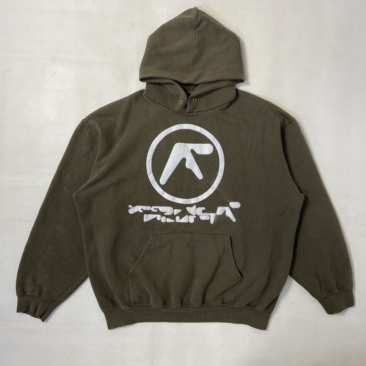 1990s APHEX TWIN ARCHIVE VINTAGE BROWN HOODIE + PUFF LOGO