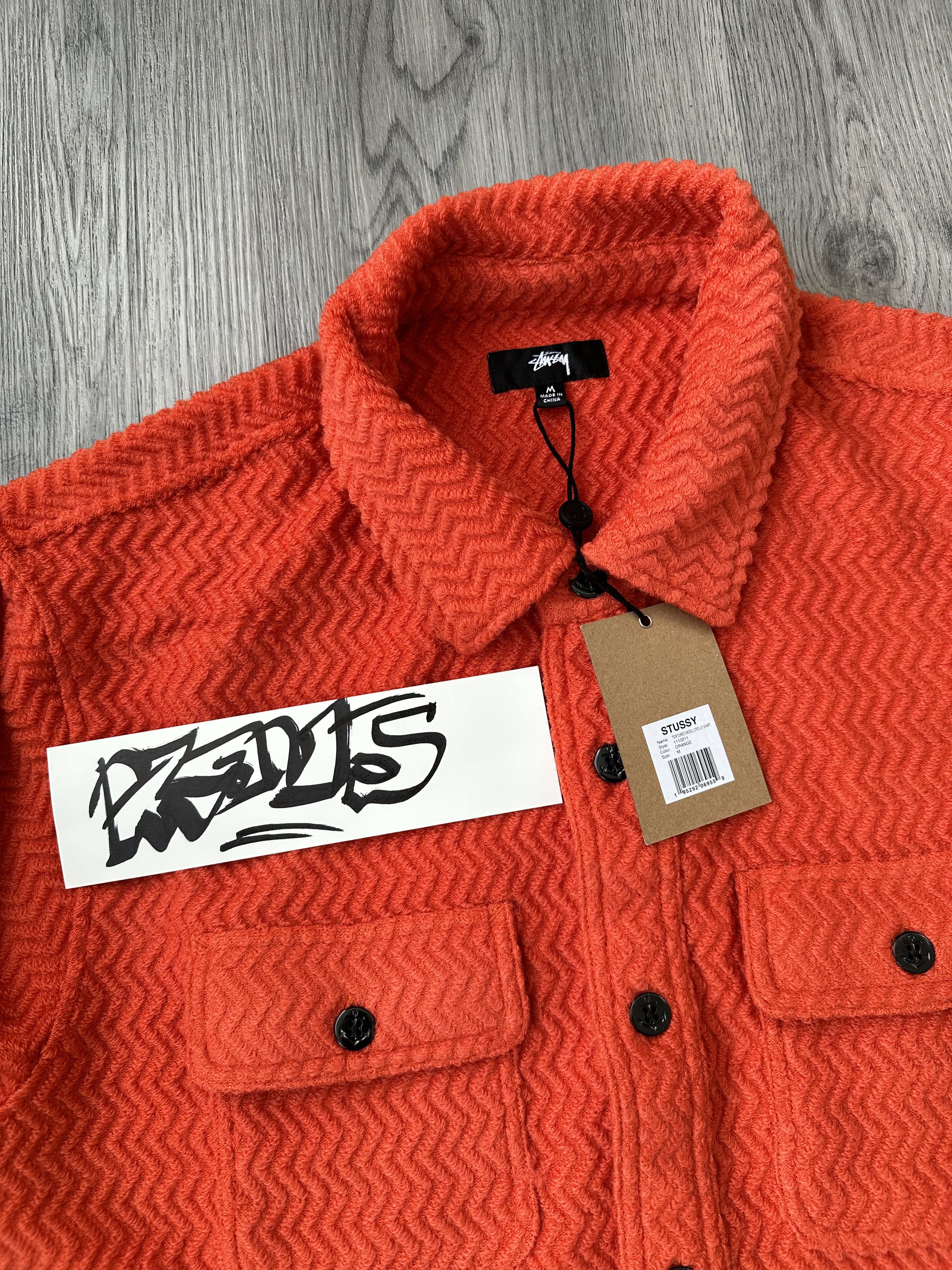Stussy Stussy Textured Wool Shirt Orange CPO-style Size US M / EU 48-50 / 2 - 2 Thumbnail