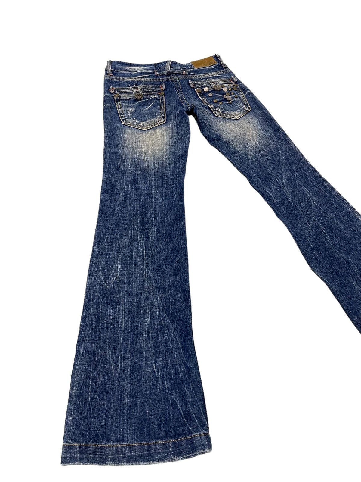 Japanese Brand Flare Jeans Lolitas Acid Wash Low Rise Boot Cut 3🟦8 Size US 29 - 13 Thumbnail