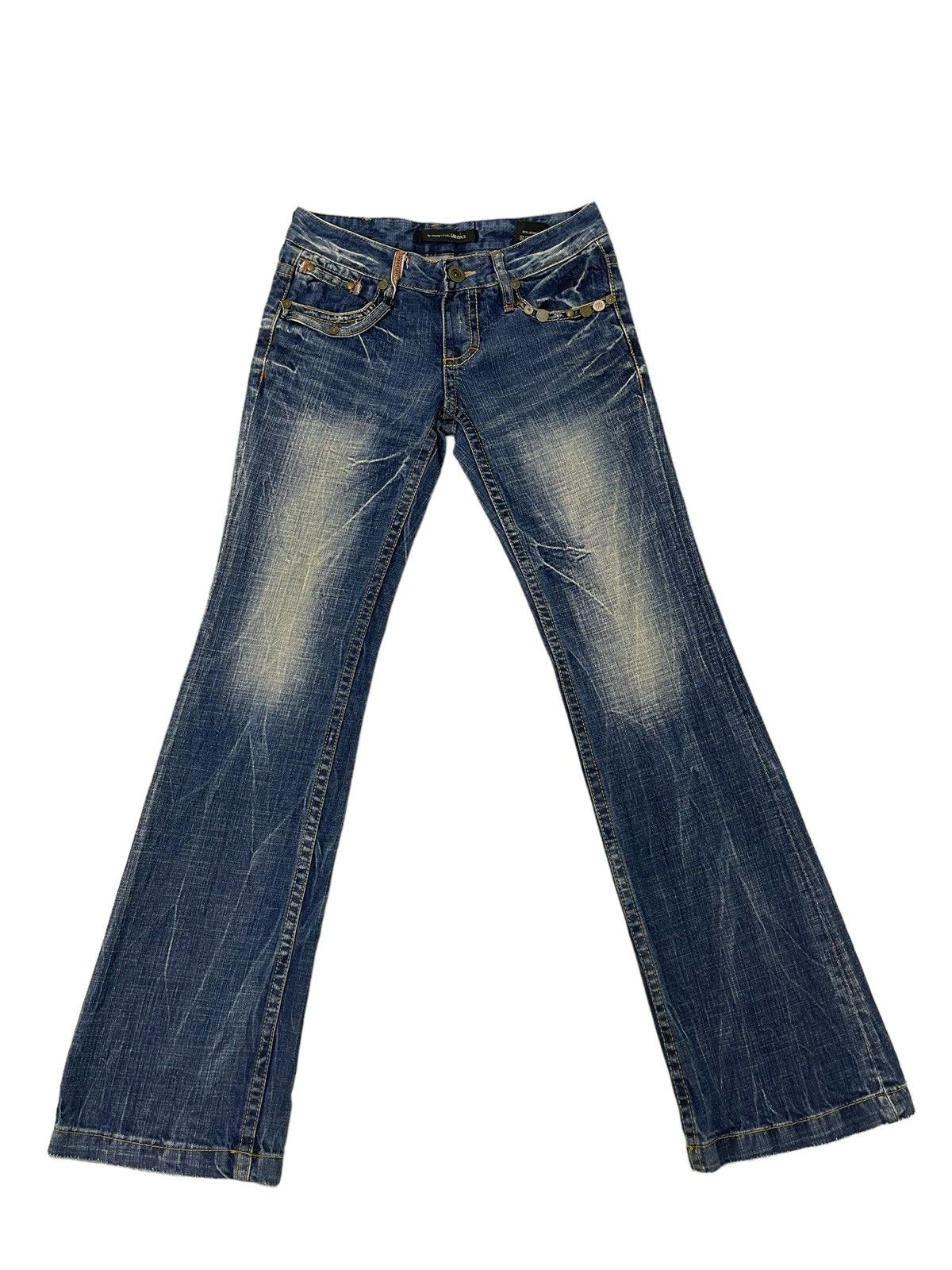 Japanese Brand Flare Jeans Lolitas Acid Wash Low Rise Boot Cut 3🟦8 Size US 29 - 2 Thumbnail