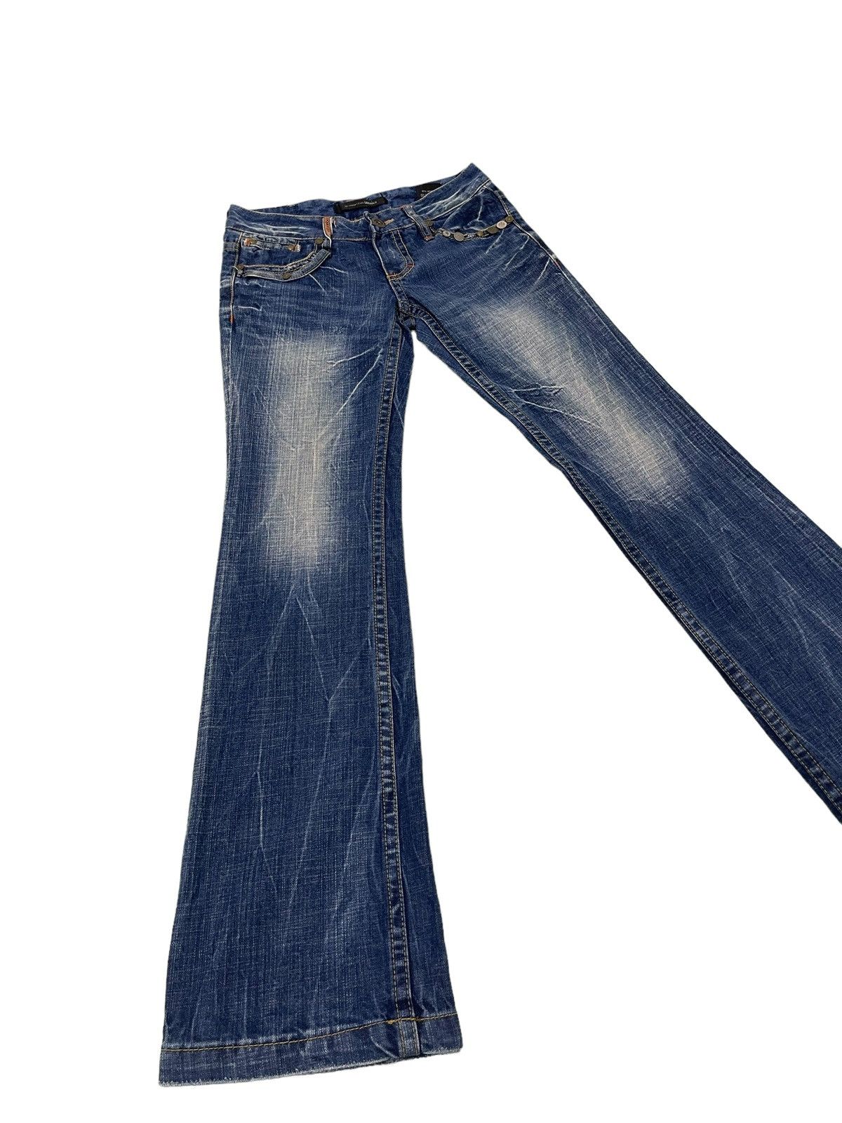 Japanese Brand Flare Jeans Lolitas Acid Wash Low Rise Boot Cut 3🟦8 Size US 29 - 3 Thumbnail