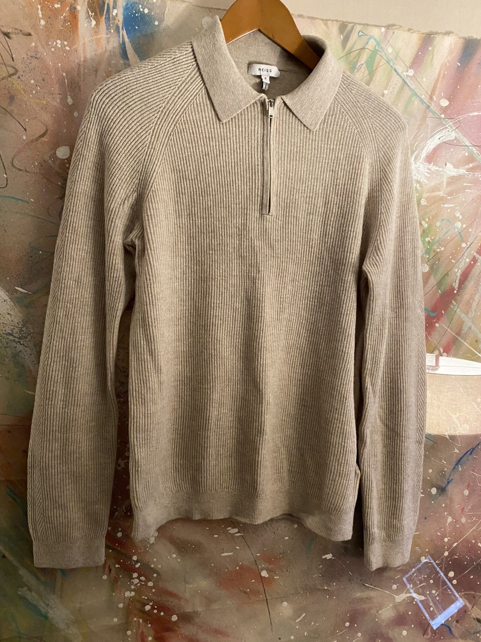 Reiss REISS Long Sleeve Knit Sweater in Tan (sz. SMALL) Size US S / EU 44-46 / 1 - 1 Thumbnail