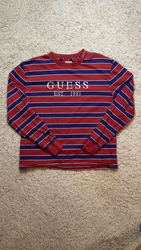 Guess red and on sale blue striped shirt