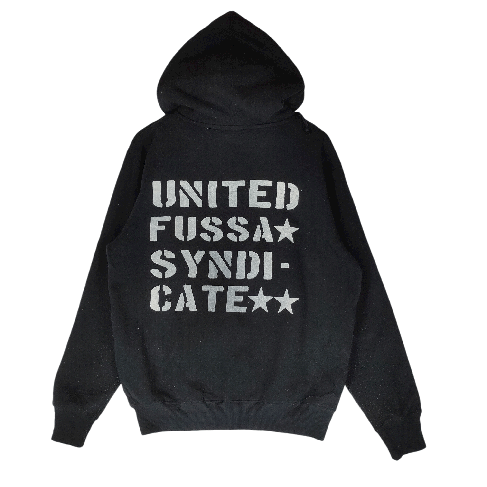 image of Vintage United Fussa Syndicate Tag Cross L Size Hoodie Sweater, Men's